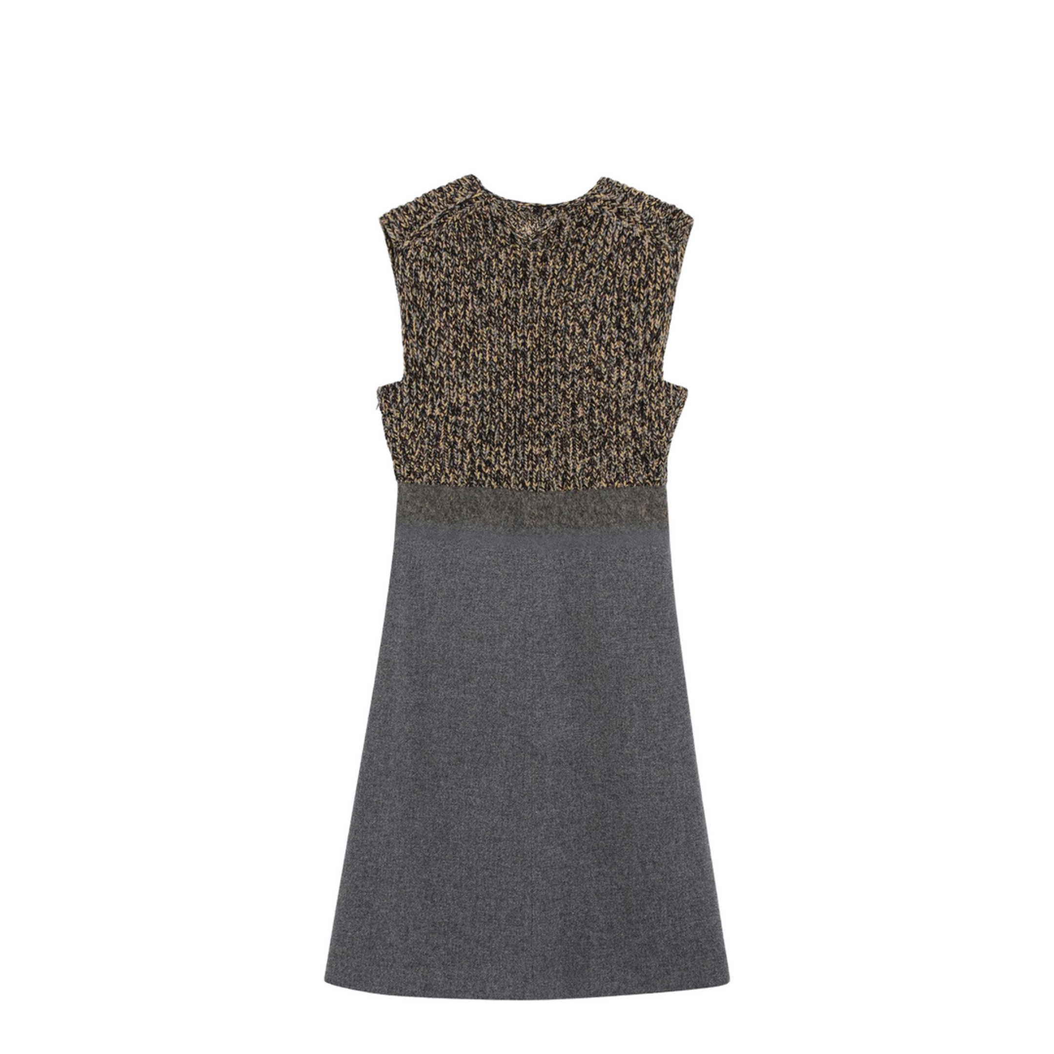 Sleeveless Grey Wool and Cashmere Dress - Image 2
