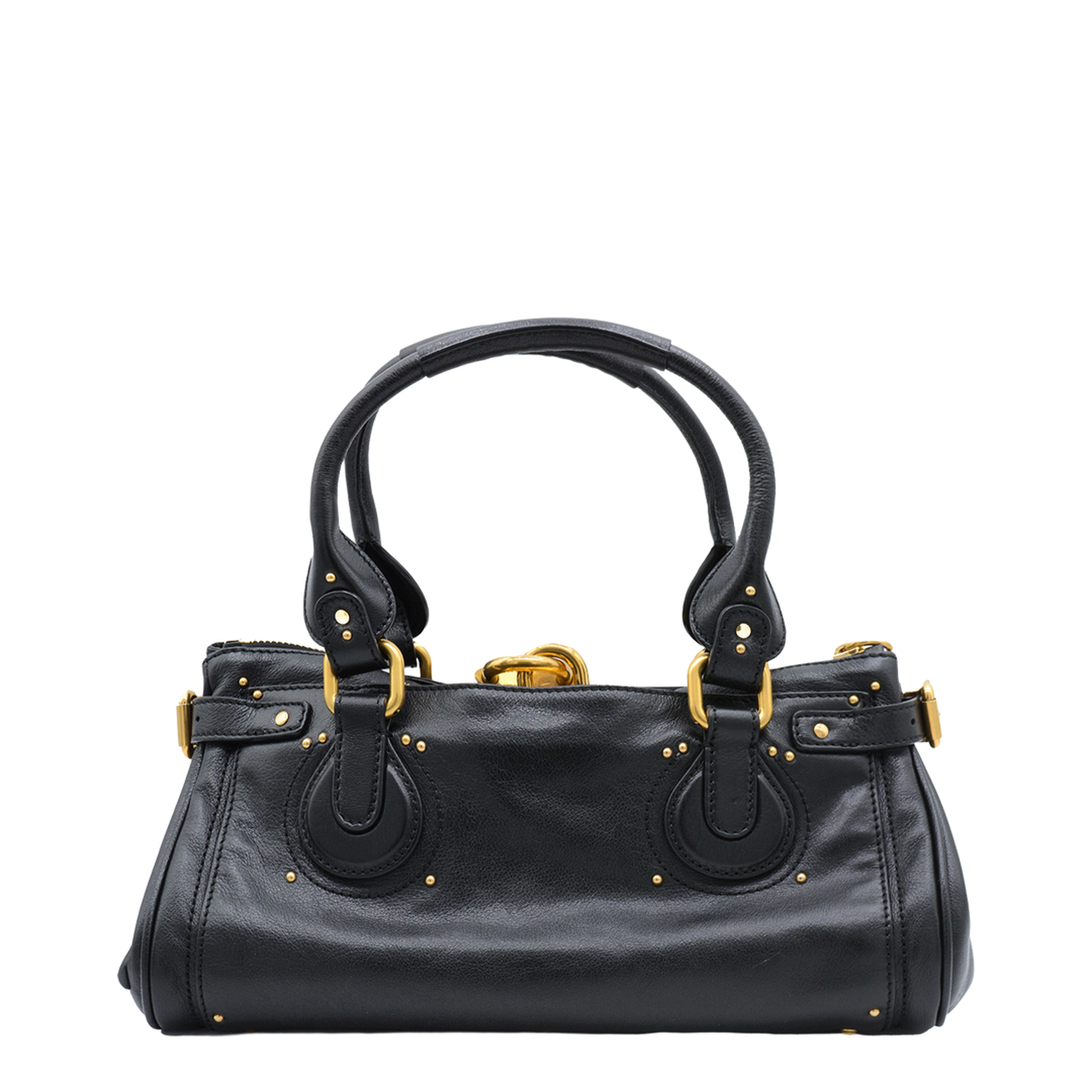 Paddington Grained Buffalo Leather Shoulder Bag - Black - Image 5
