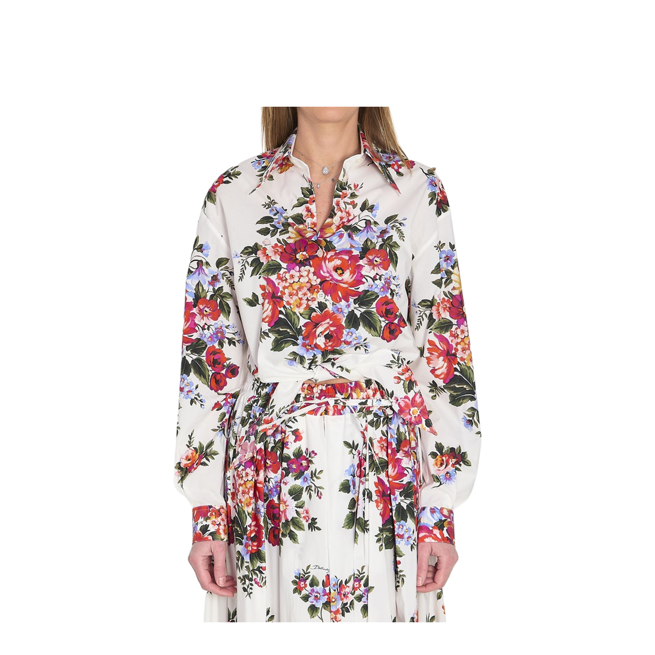 Floral Print Crop Shirt - Image 1
