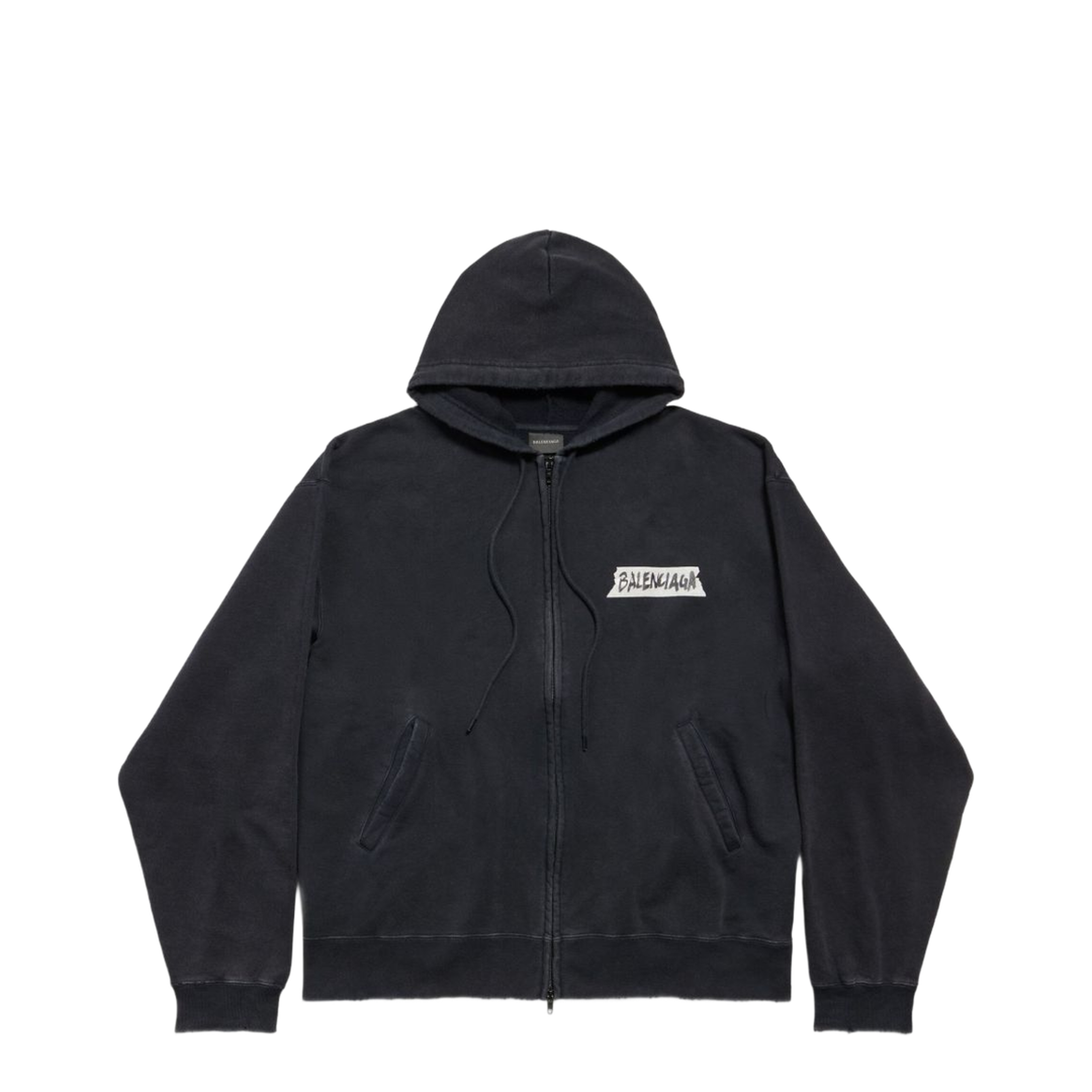 Oversized Masking Tape Zip-Up Sweatshirt - Image 1
