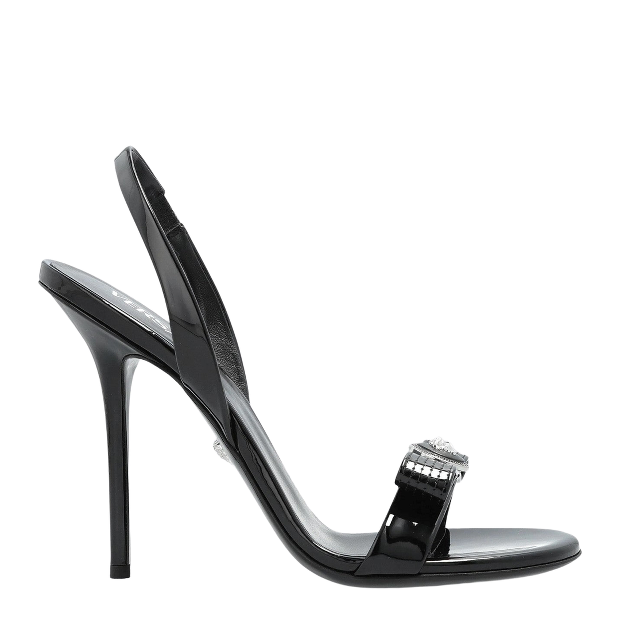 Black Sandals with Medusa Bow - Image 1