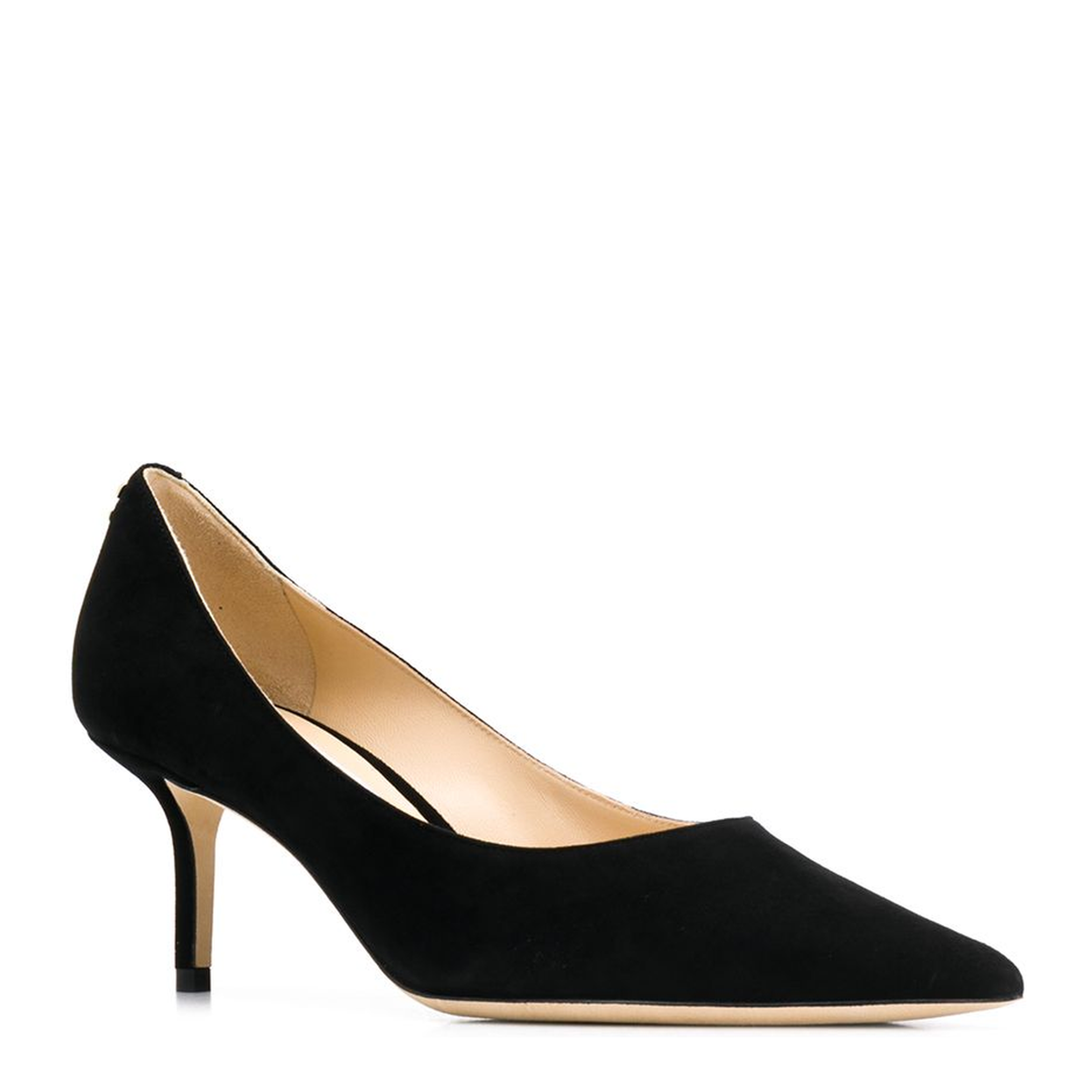 Black Suede Pointed Pumps with Emblem - Image 2