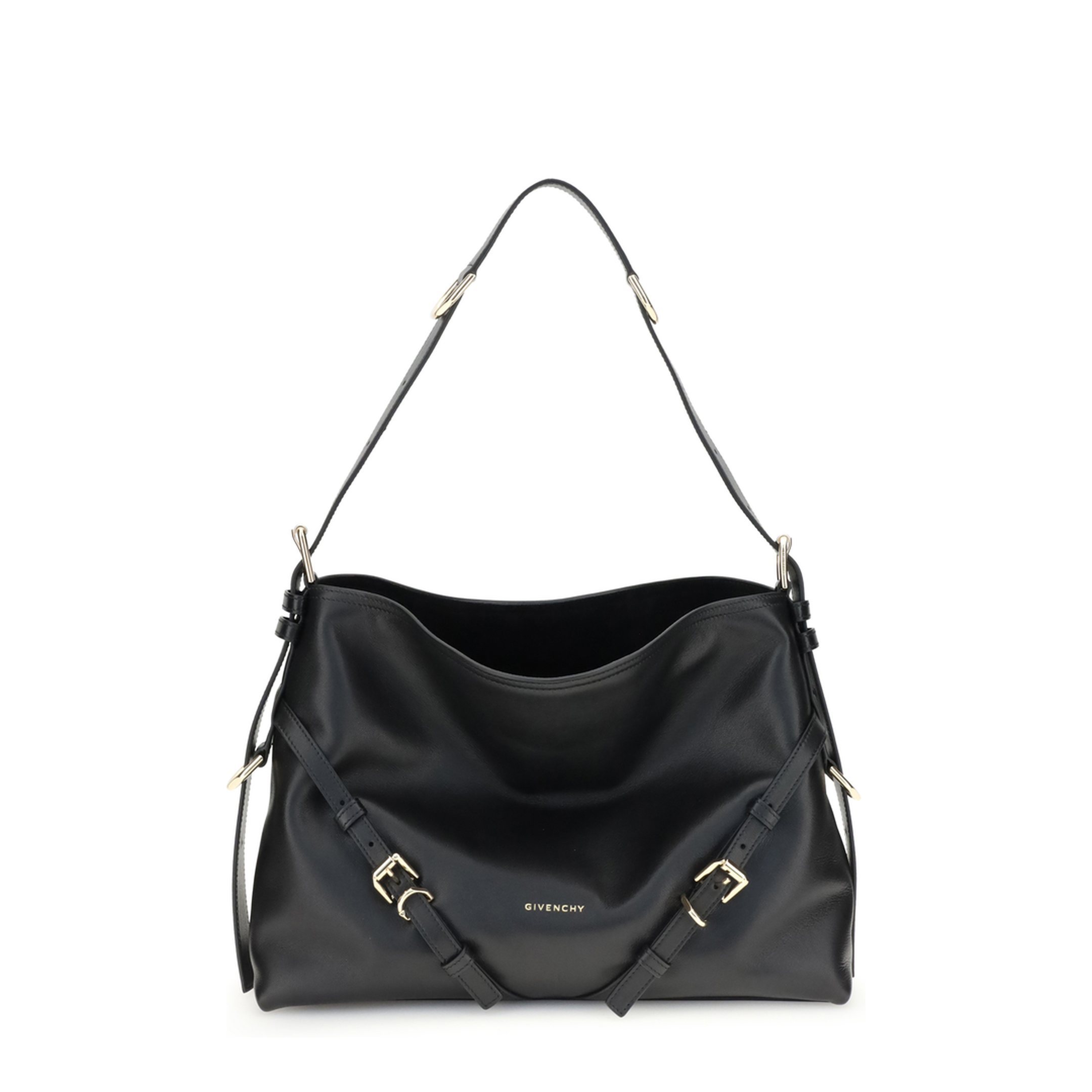 Voyou Medium Calfskin Shoulder Bag - Black - Image 1