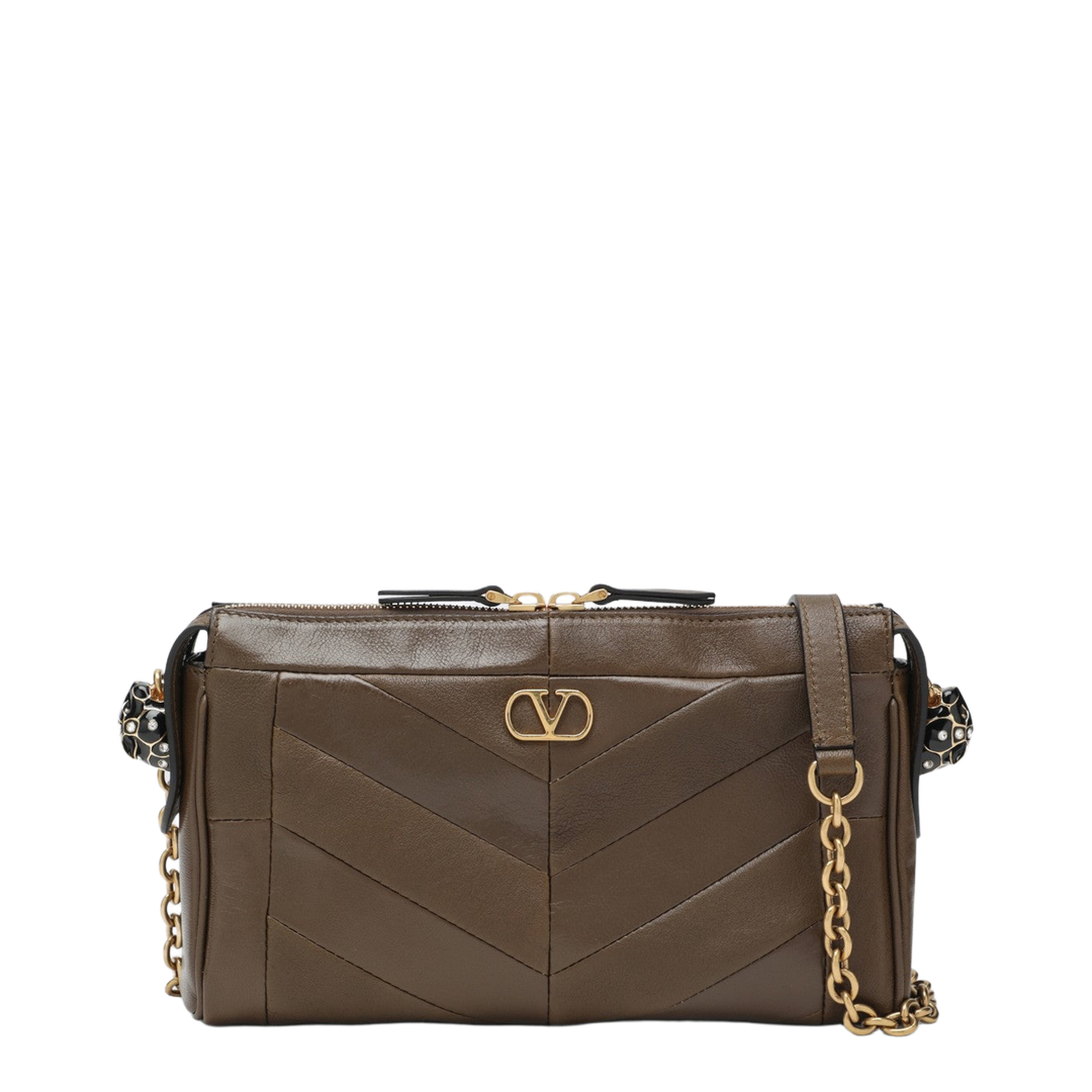 Panthea Small Nappa Leather Shoulder Bag - Gold Beige - Image 1