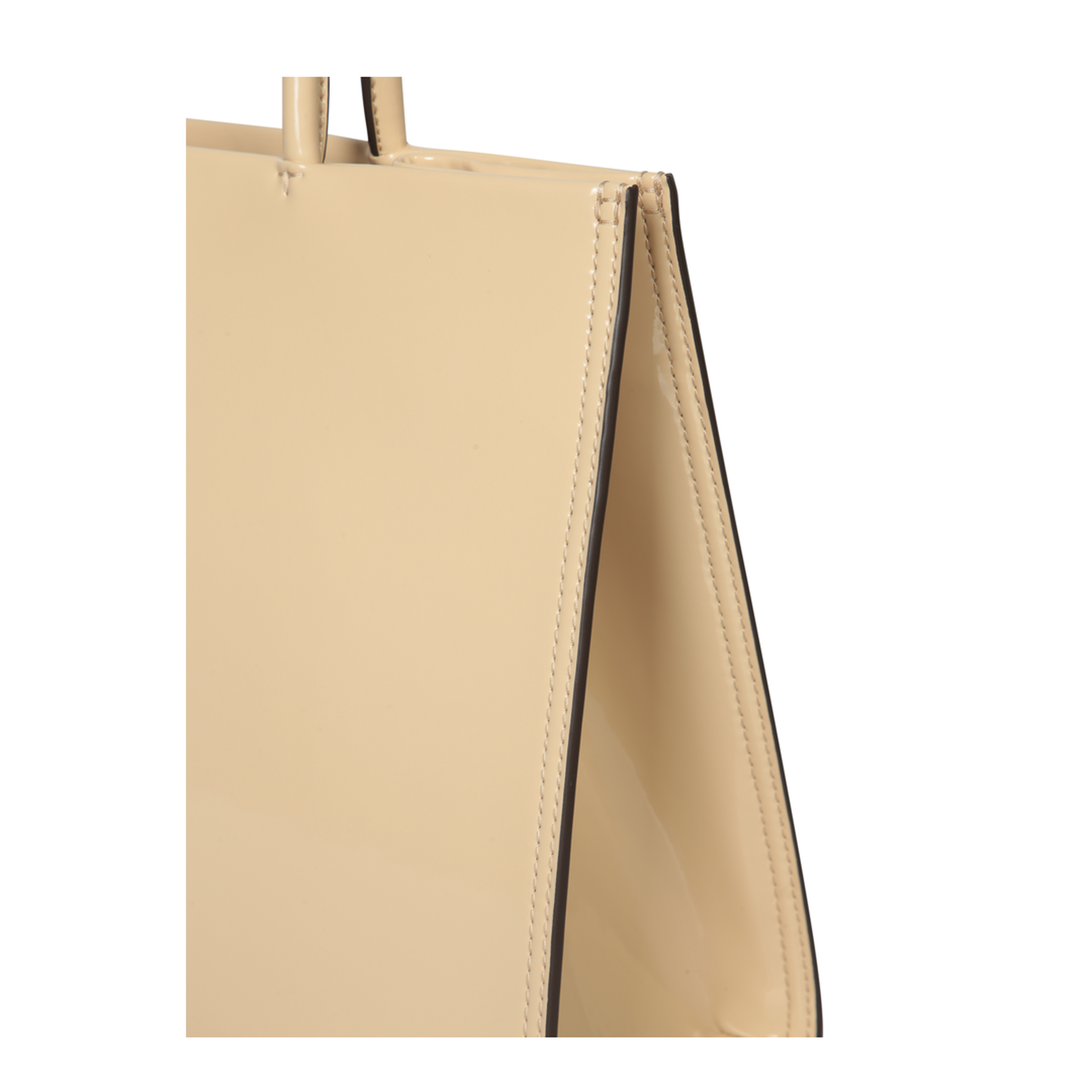 Small Polyurethane Tote - Beige - Image 4