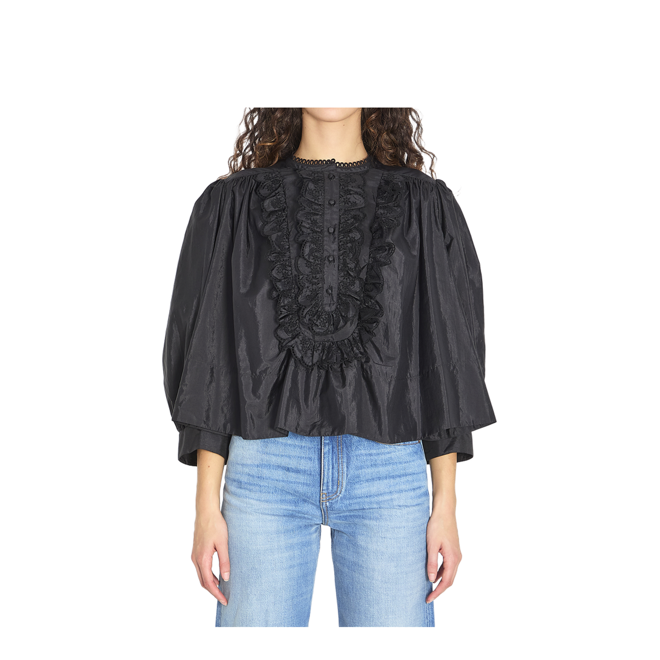 Gathered Ruffle Top in Technical Taffeta - Image 1