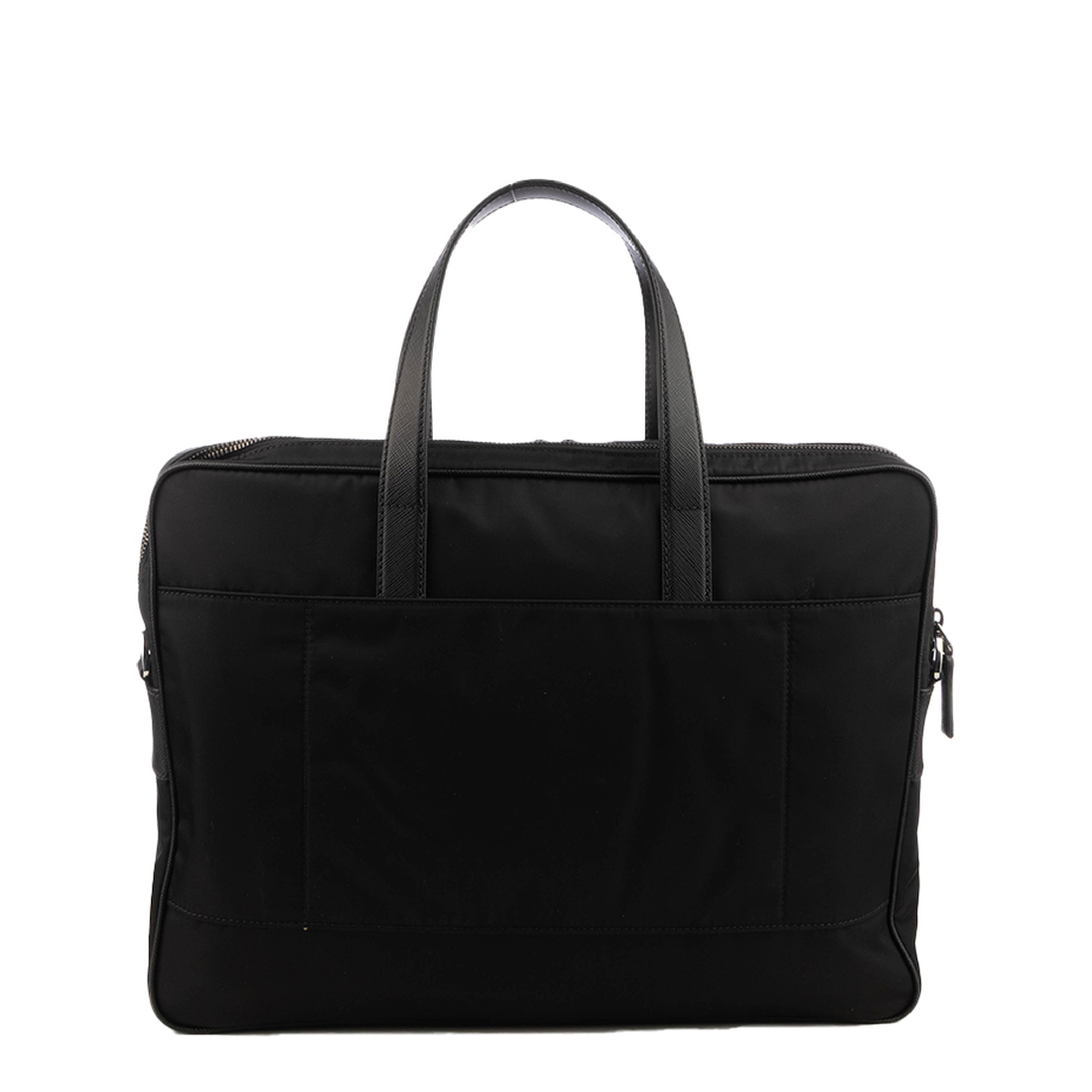 Re-Nylon Medium Saffiano Leather Briefcase - Black - Image 5