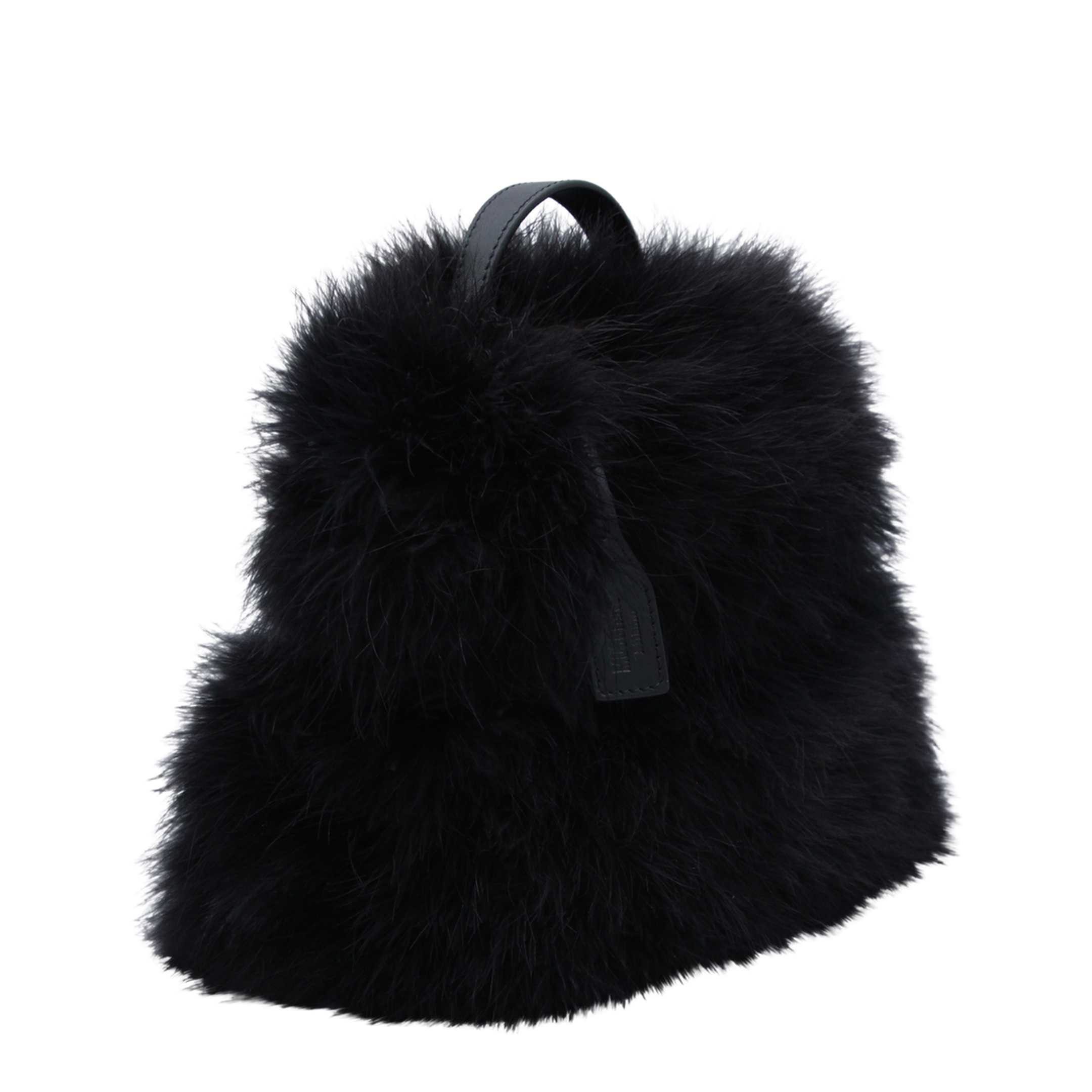 Tie Me Small Feather Trim Satin Hand Bag - Black - Image 3