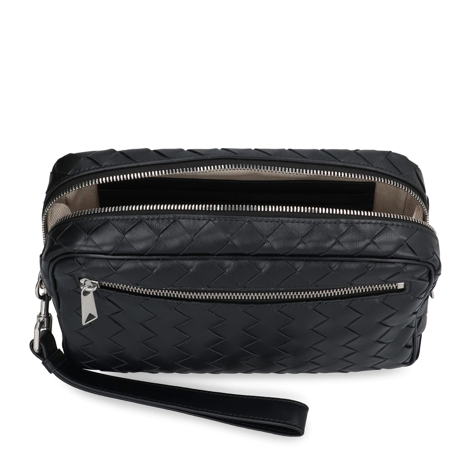 Intrecciato Leather Pouch - Black - Image 5