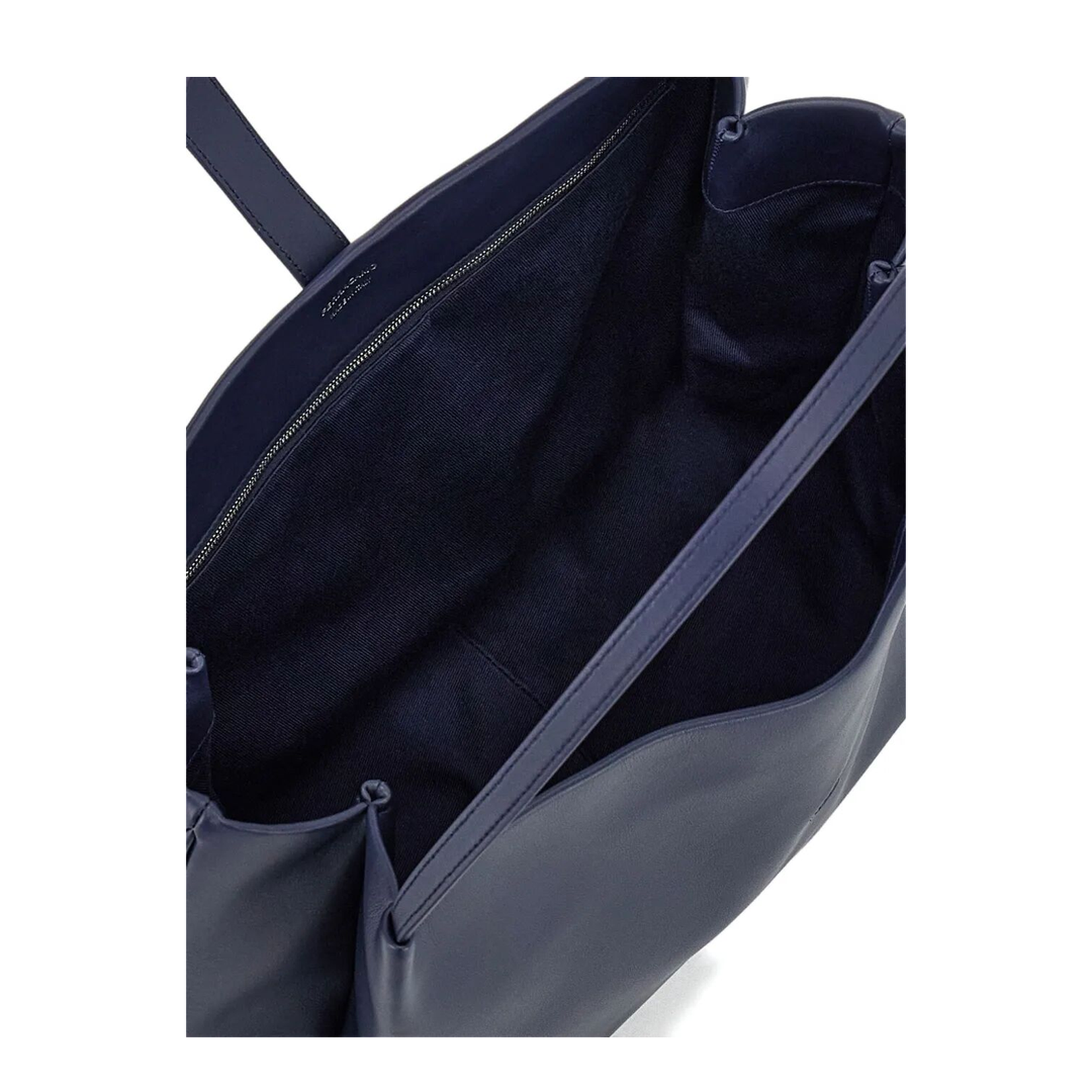 Large Leather Softened Tote Bag Blue - Image 5