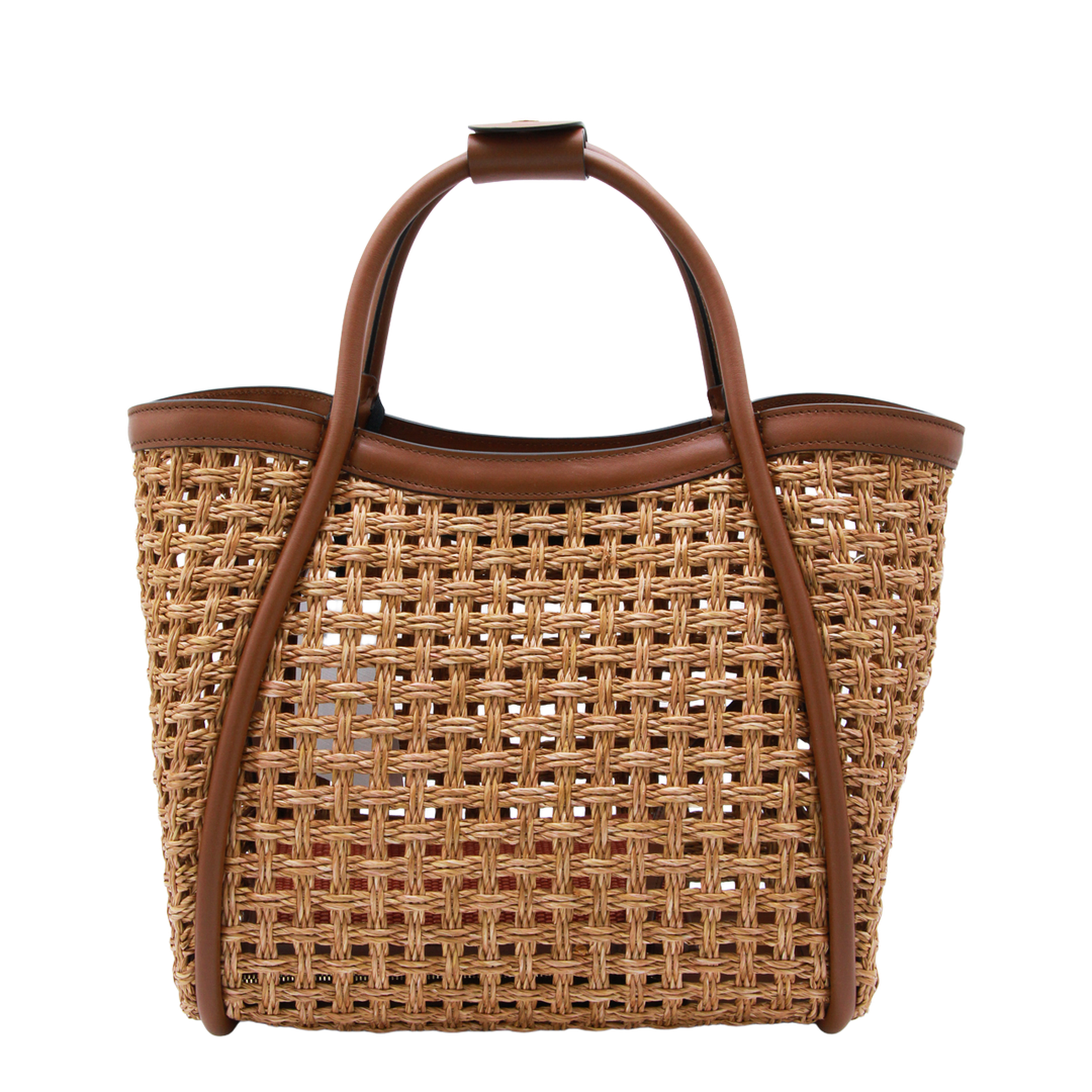 Marine Extra-Small Raffia-Effect Tote - Dark Brown - Image 4