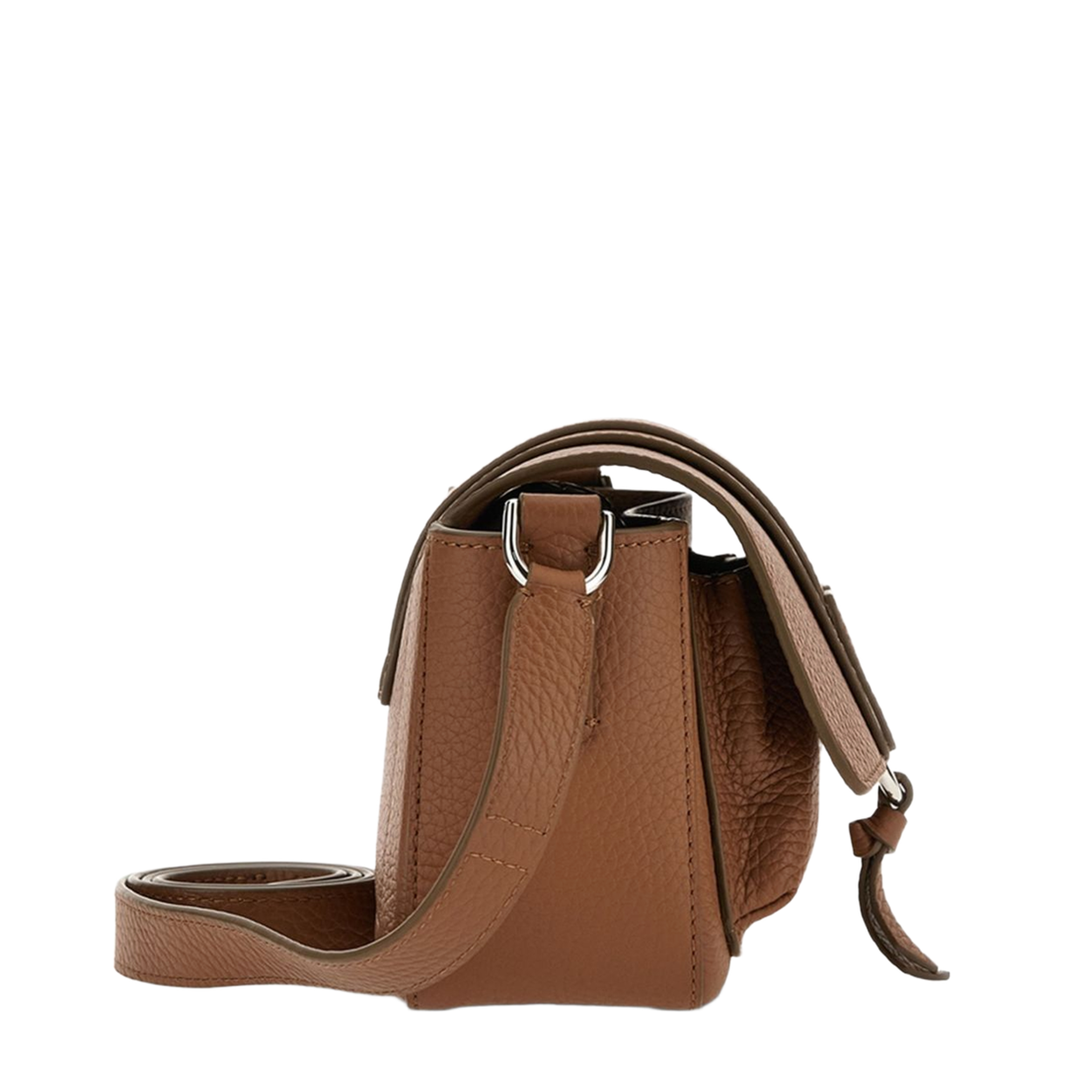 Trend Hammered Leather Flap Bag - Brown - Image 4