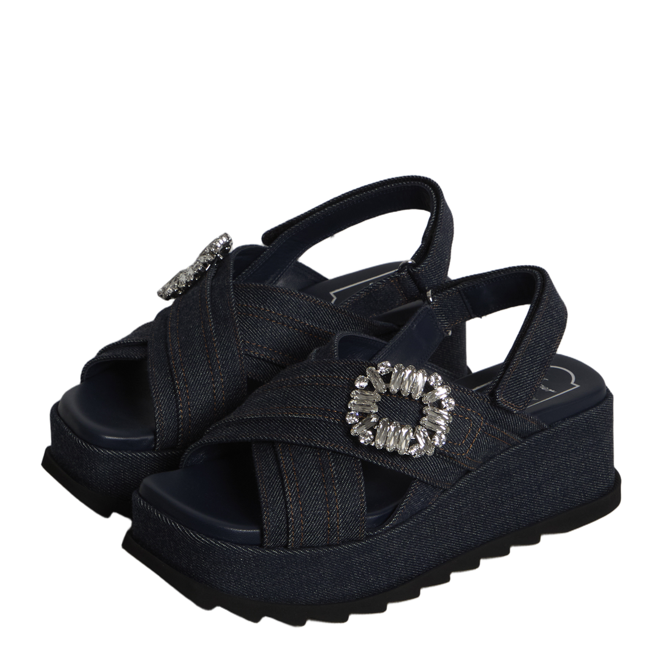 Denim Wedge Sandals - Image 2