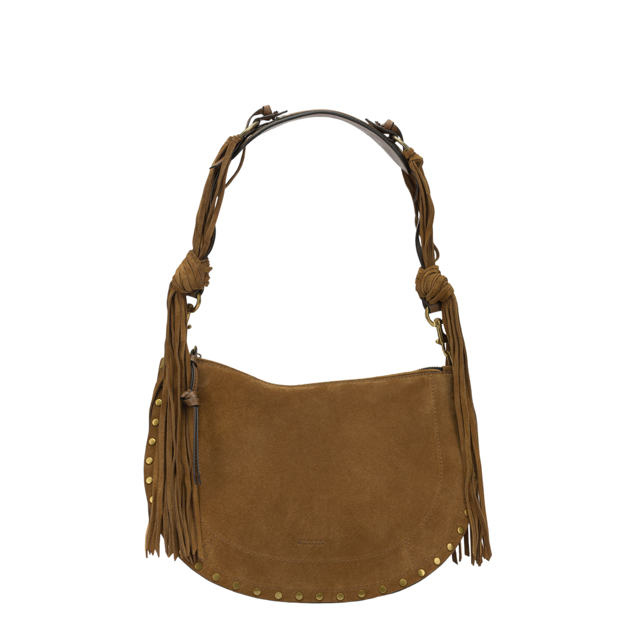Oskan Soft Zip Medium Braided Suede Calfskin Leather Shoulder Bag - Cognac - Image 1