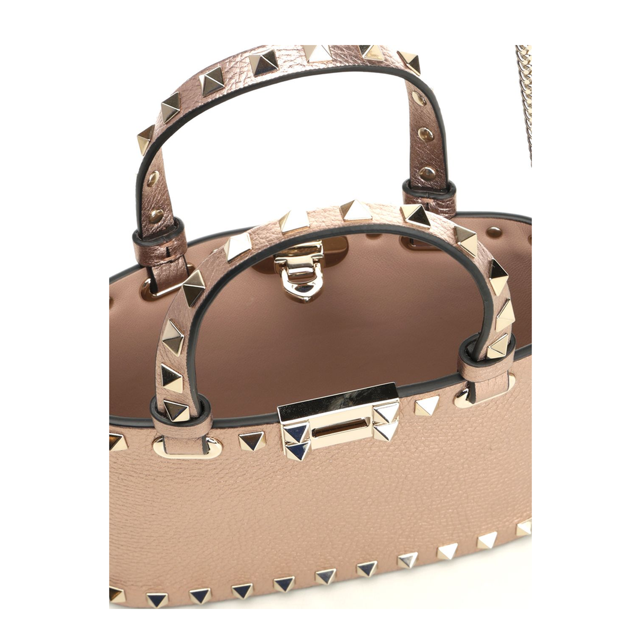 Rockstud Mini Leather Tote Bag - Rose Cannelle - Image 4