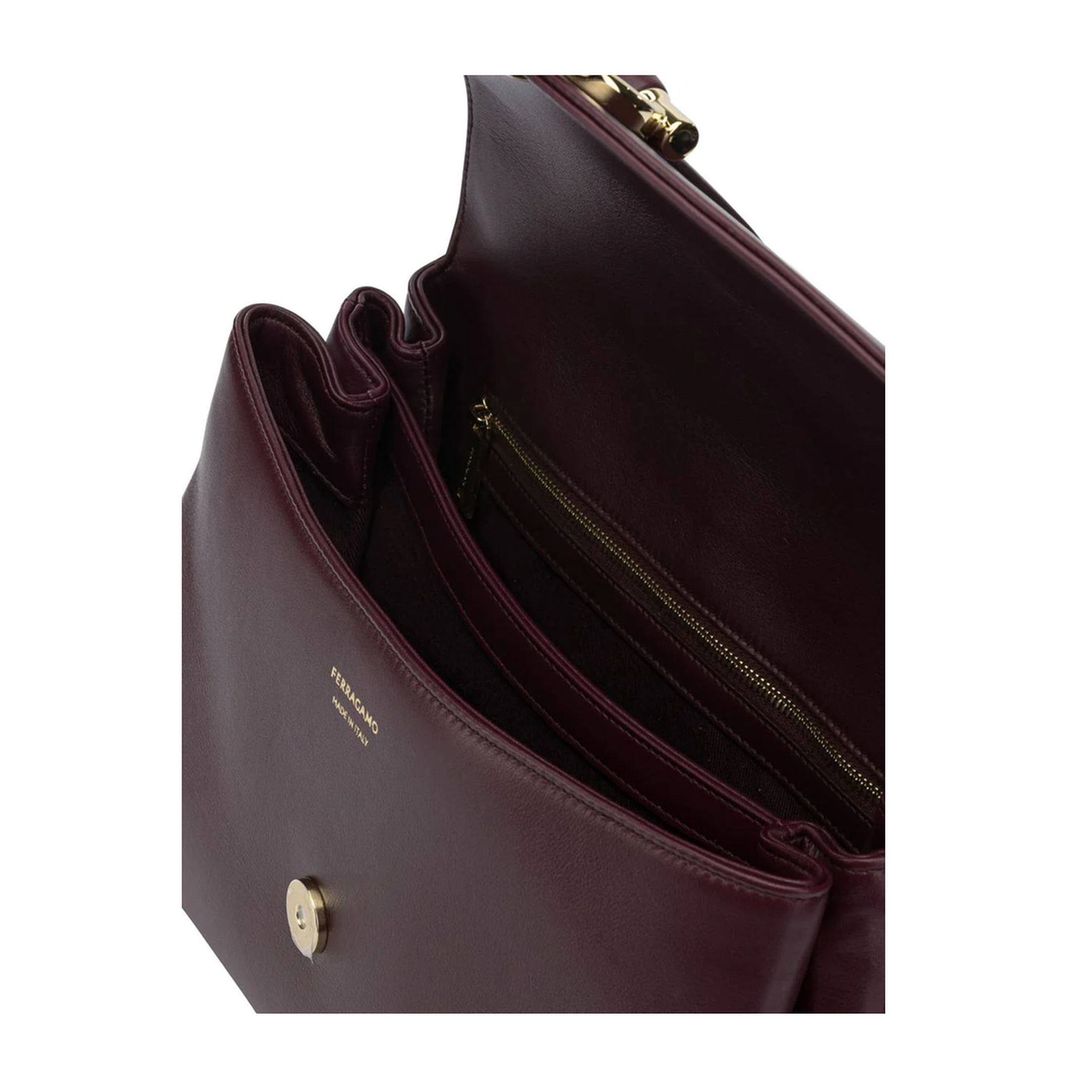 Gancini Soft Medium Calfskin Handbag - Claret - Image 5