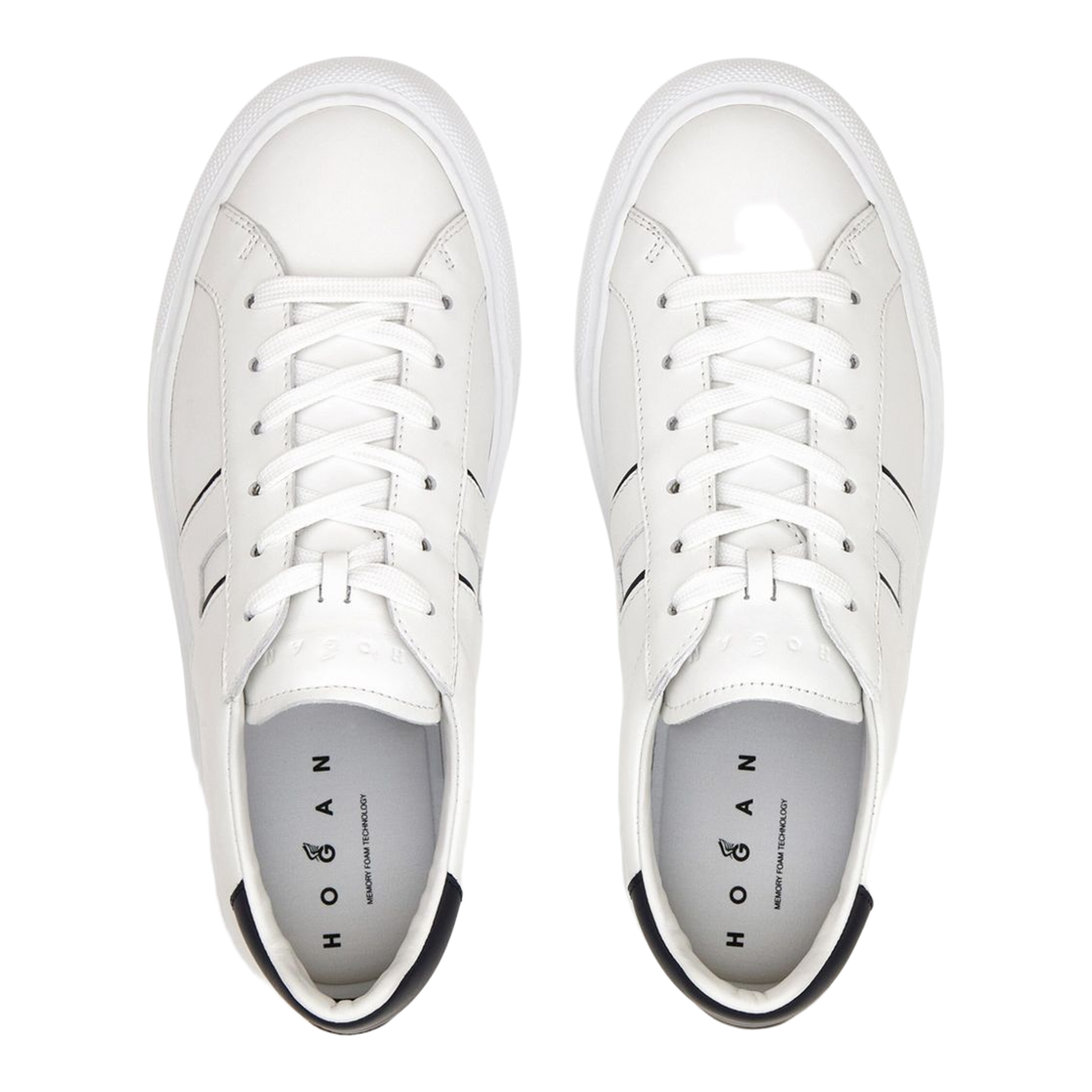 White Logo Design Flat Rubber Sole Lace-Up Closure - Image 2