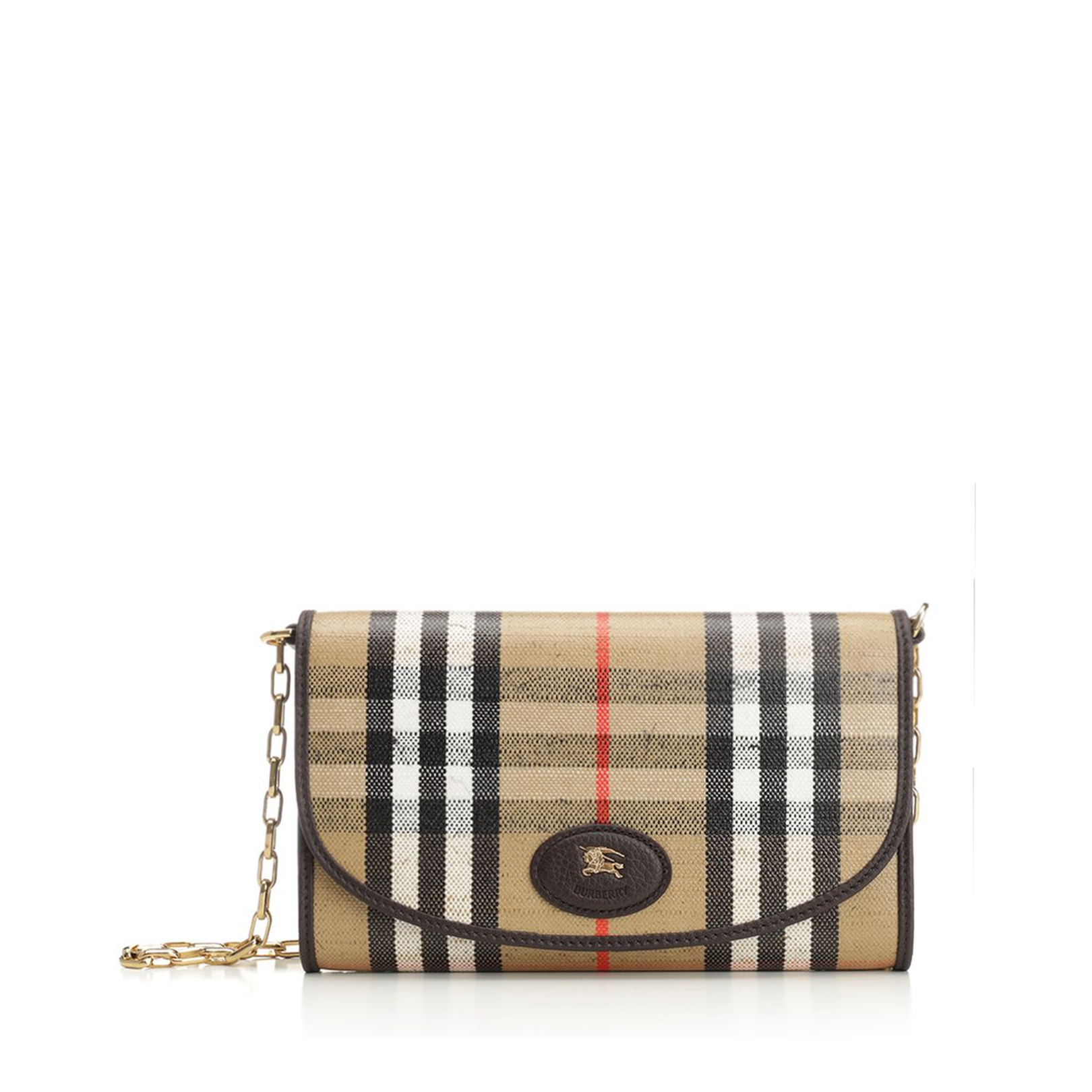 Waxed Canvas Shoulder Bag with Check Motif - Image 1
