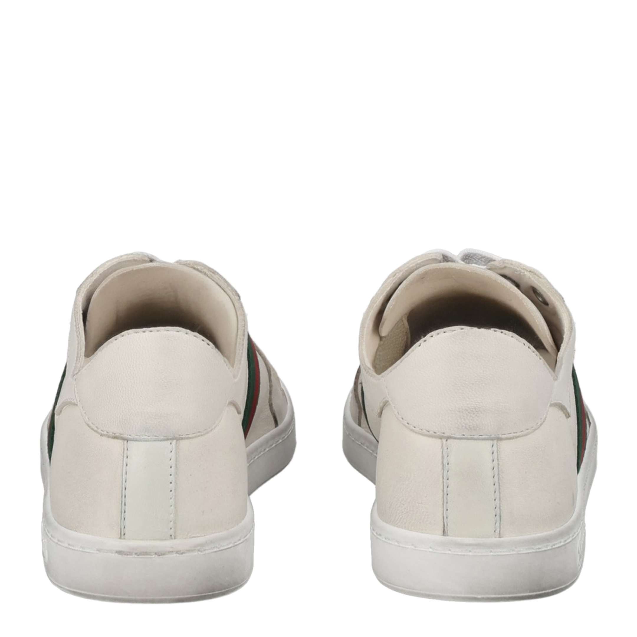 Stretch Low-Top Trainer in White Leather - Image 3