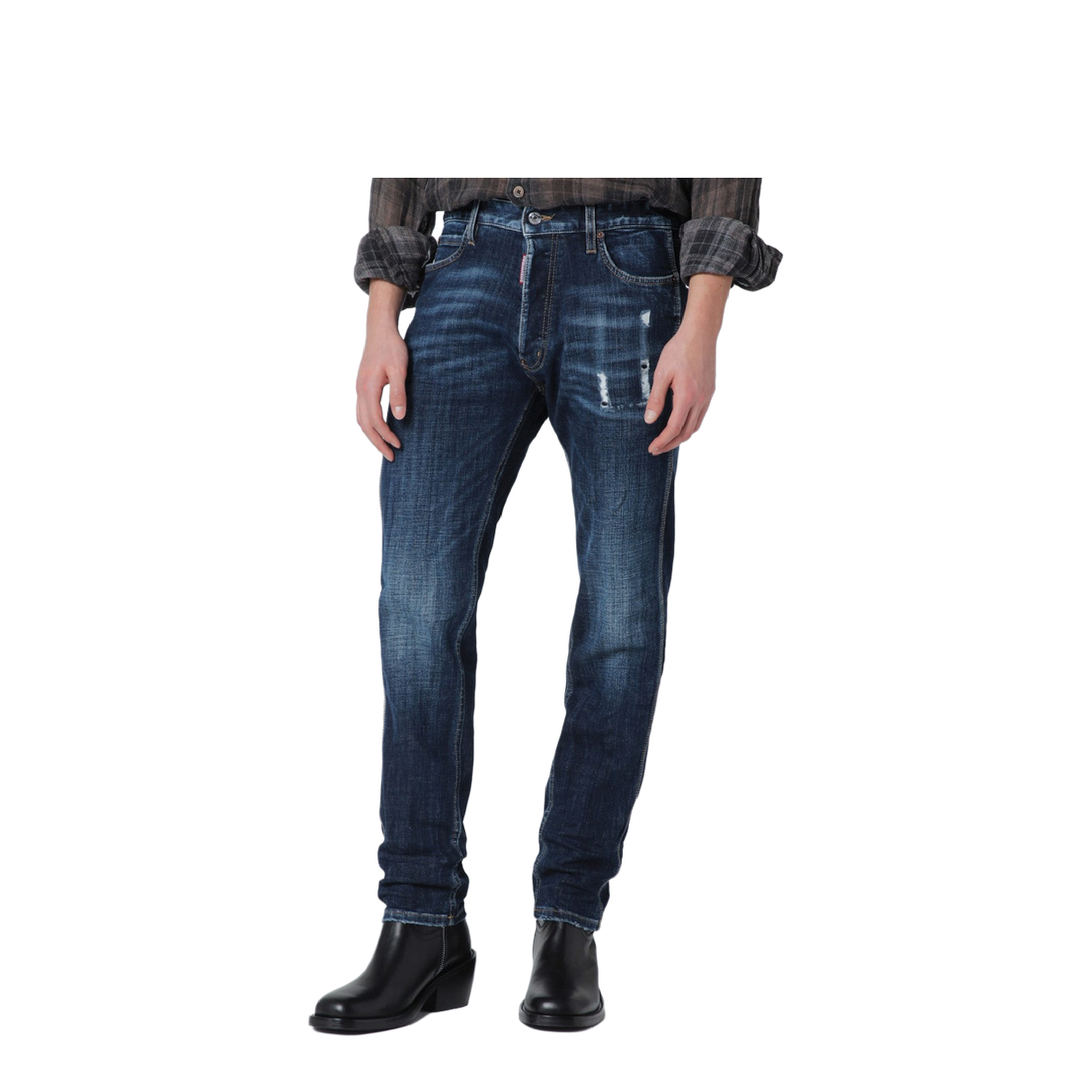 Dark Smoker Wash Teddy Mini Front Jeans - Image 1