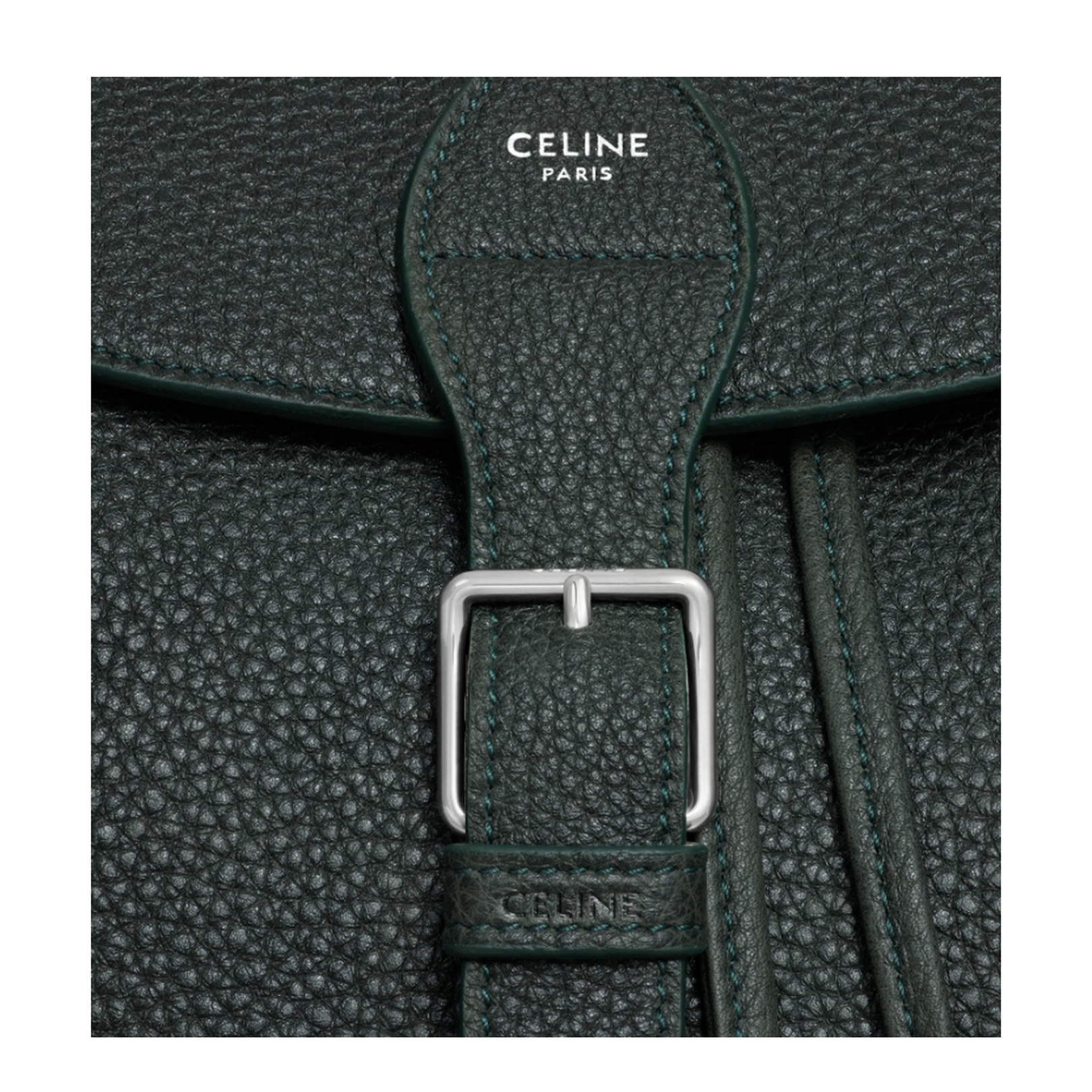 Large Backpack Folco in Grained Calfskin - Night Green - Image 4