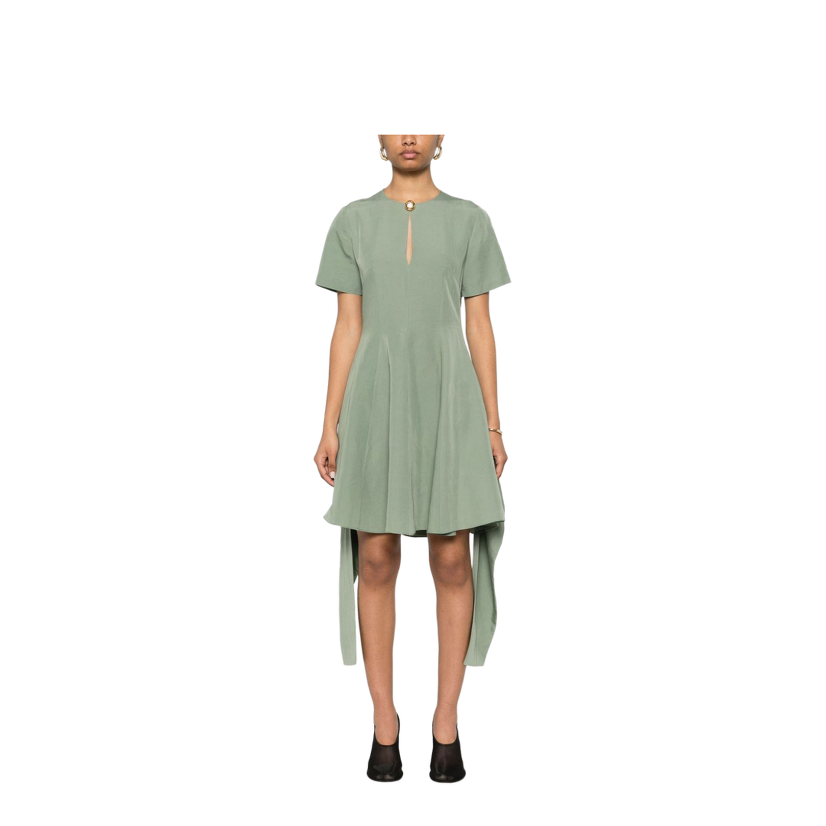 Pebble Dress in Viscose and Linen - Green - Image 5