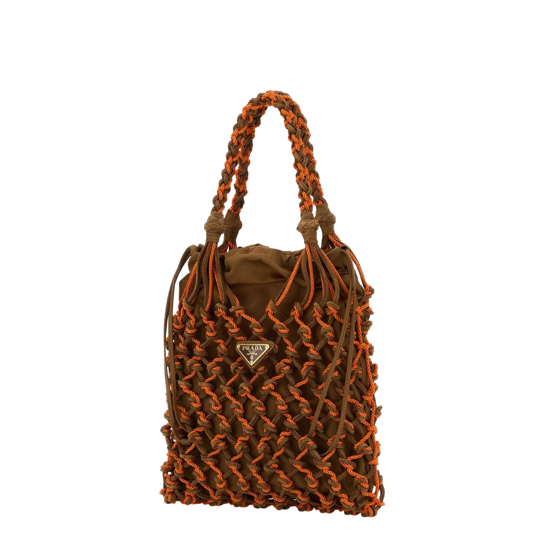 Two-tone Mesh Handbag - Cocoa Brown - Image 2