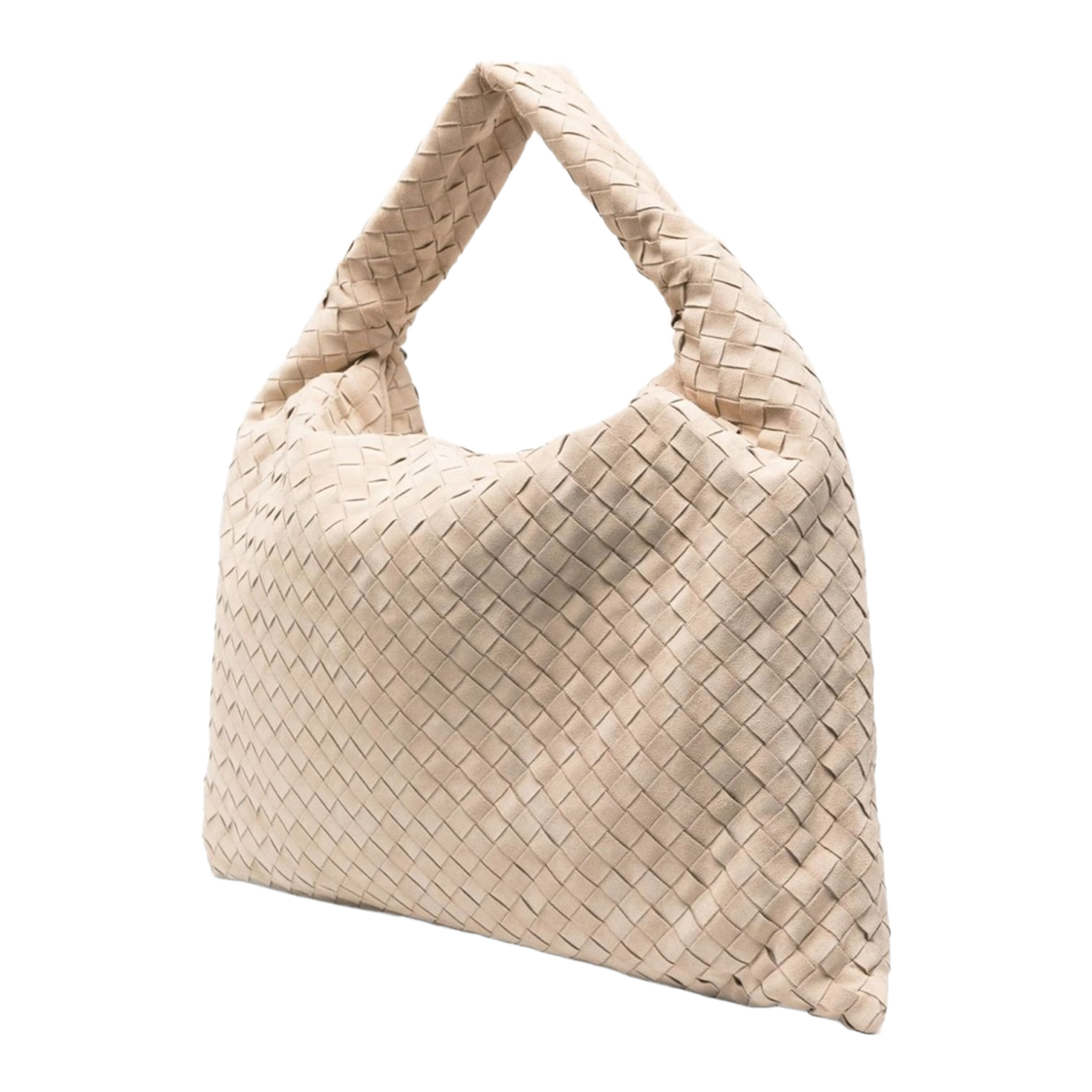 Hop Large Suede Leather Shoulder Bag - Ecru - Image 2