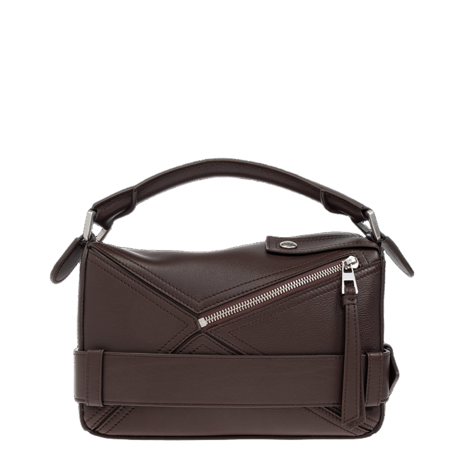 Puzzle Biker Small Leather Shoulder Bags - Dark Chestnut - Image 3