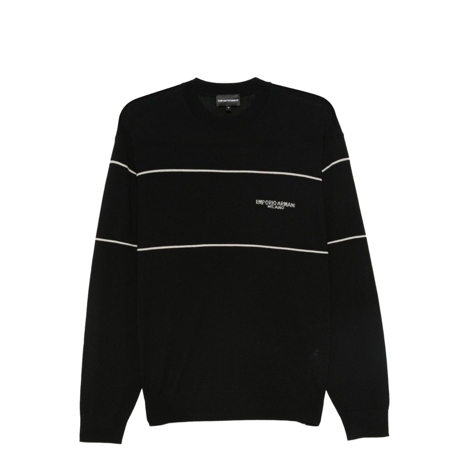 Virgin Wool Jumper with Jacquard Logo Black - Image 1