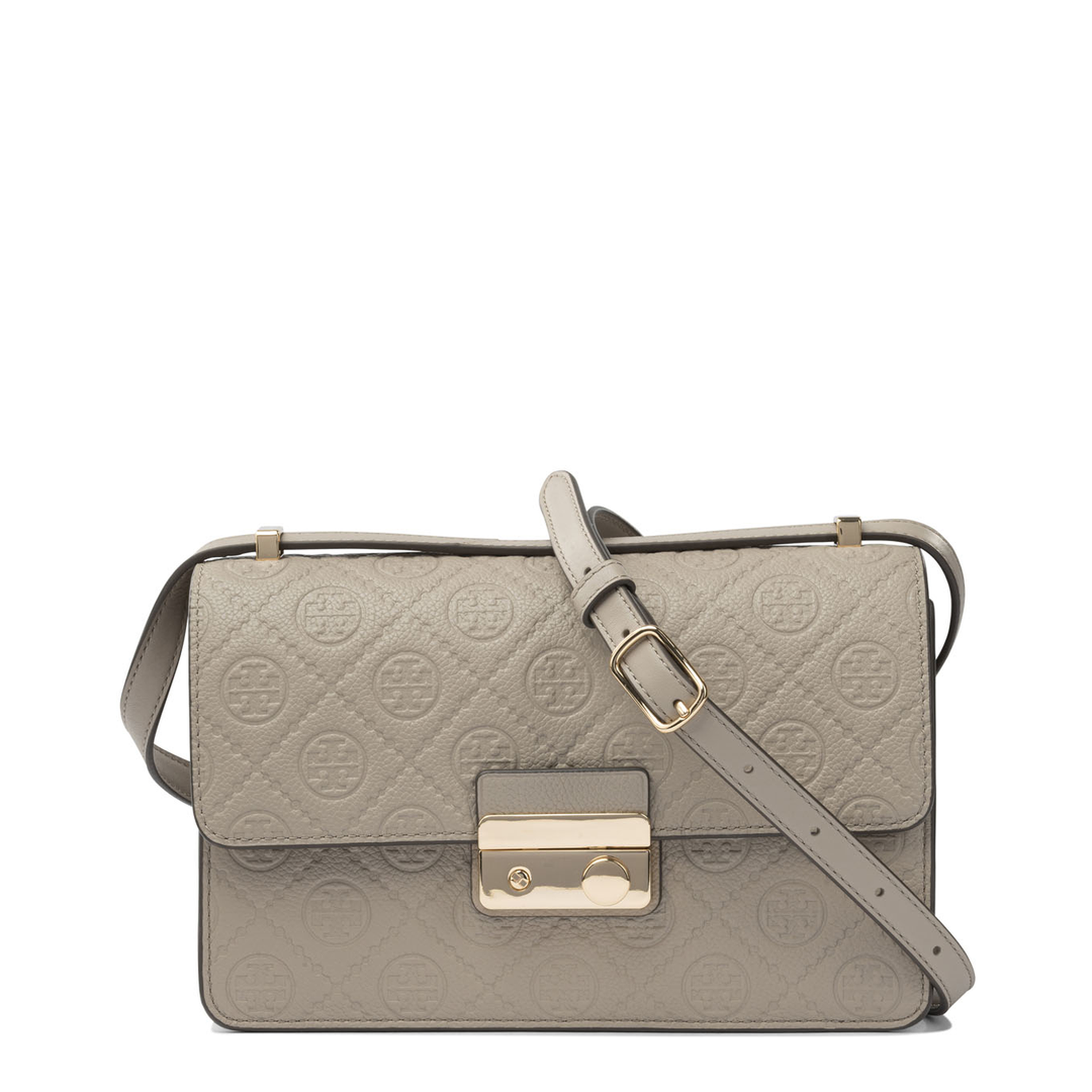 T Monogram Pebbled Leather Shoulder Bag - Chicory Brown - Image 1