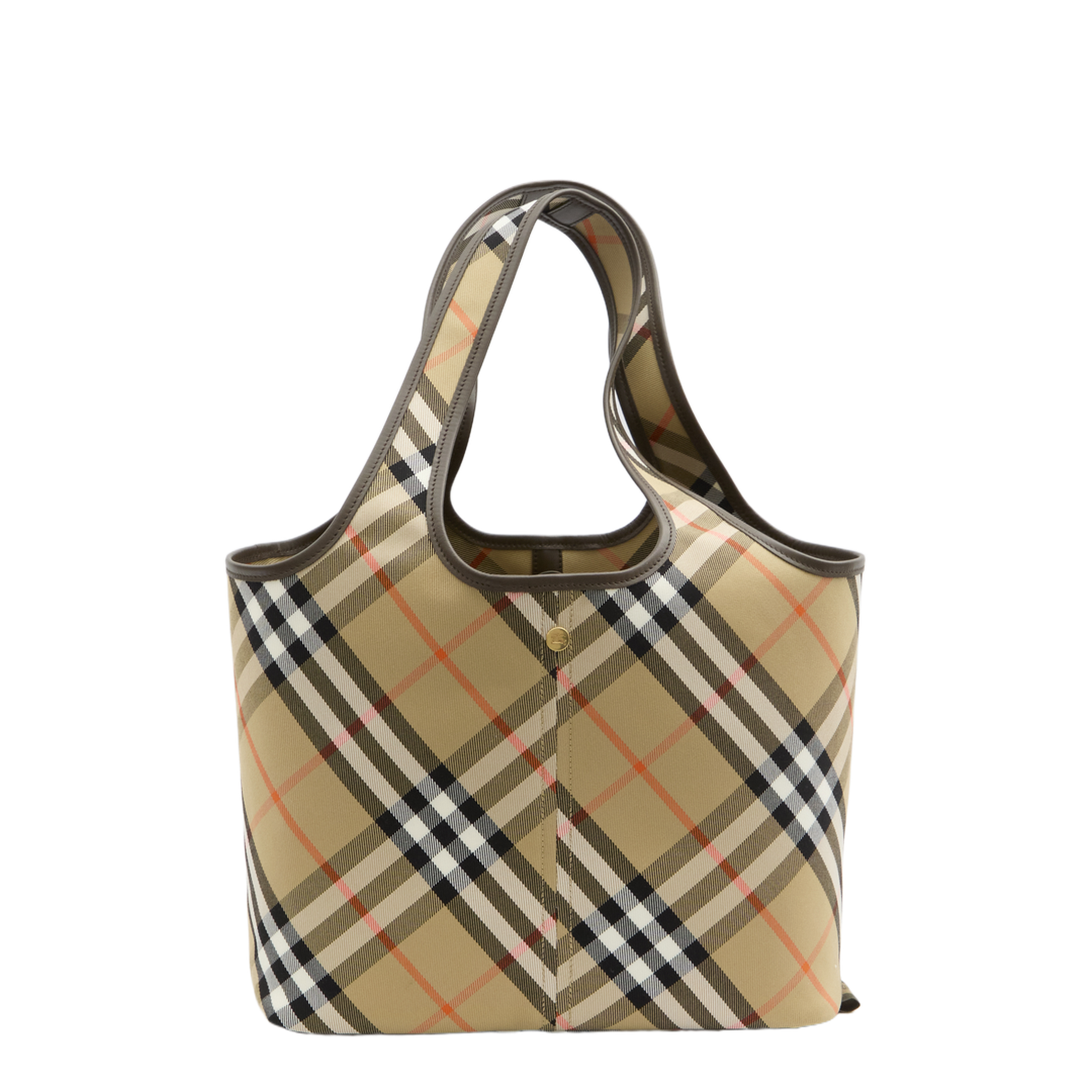 Embroidered Canvas Small Check Shopping Bag - Image 5