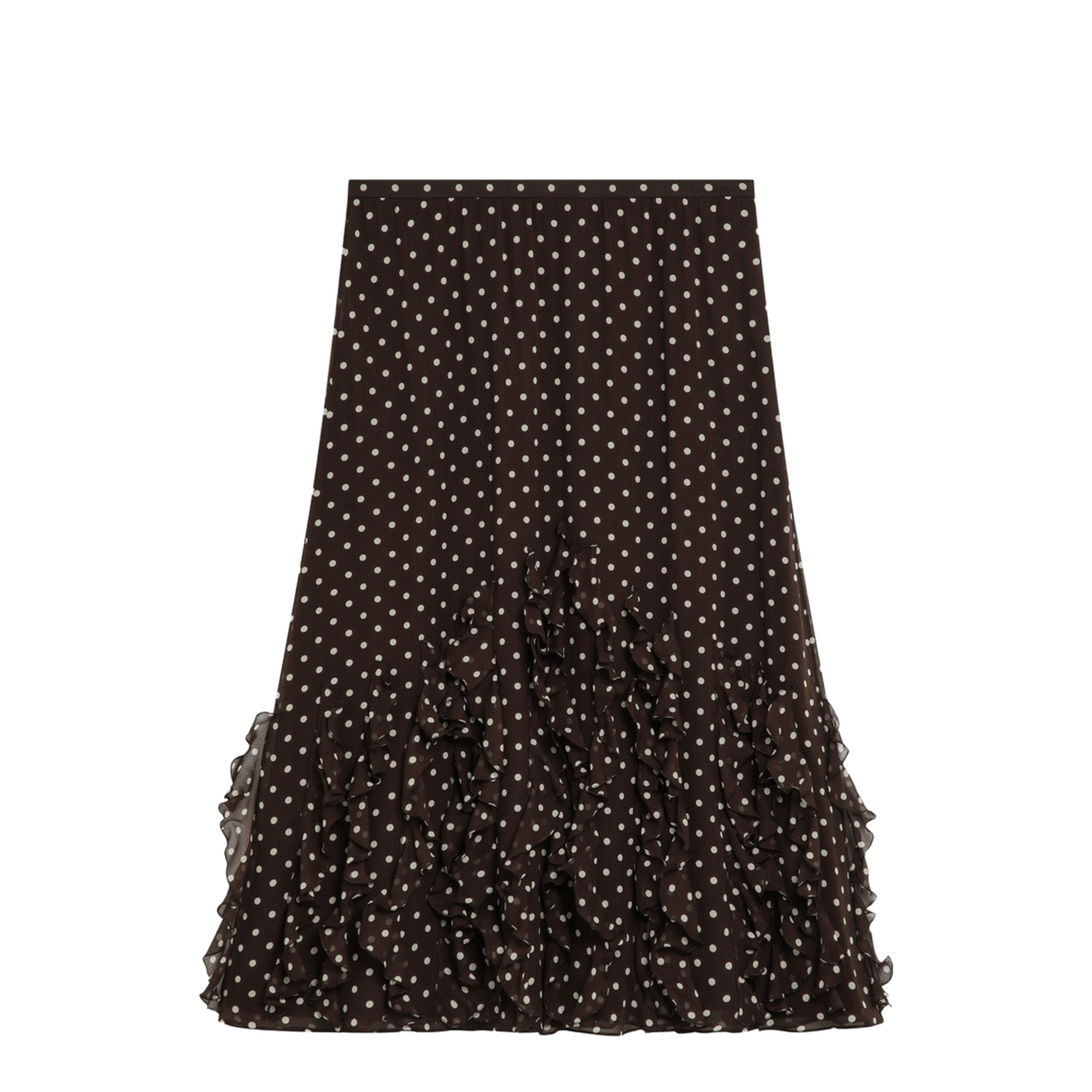 Brown Silk Skirt with Plusdepois Motif - Image 1