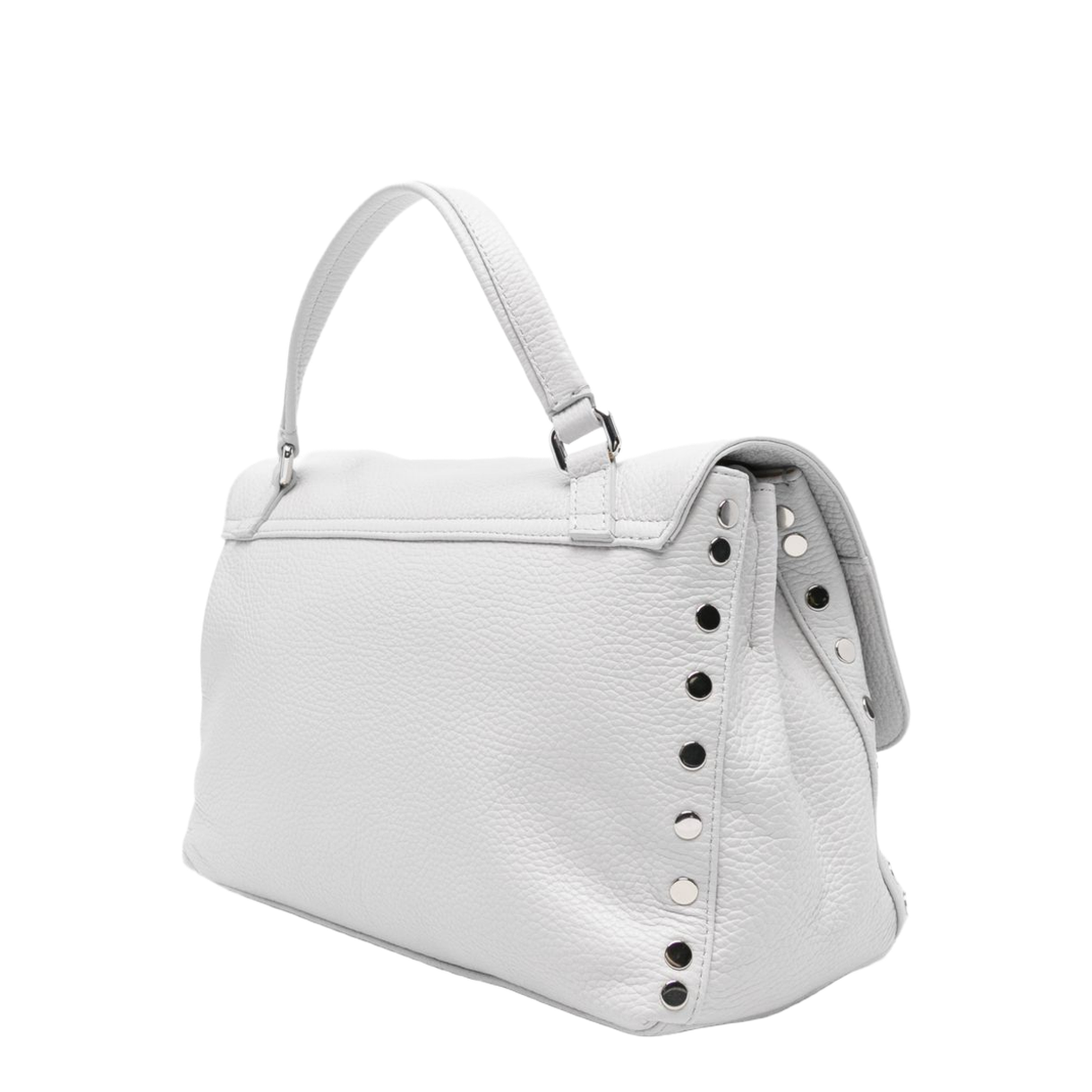 Postina Small Hammered Leather Top Handle Bag - Grey Carrara - Image 2