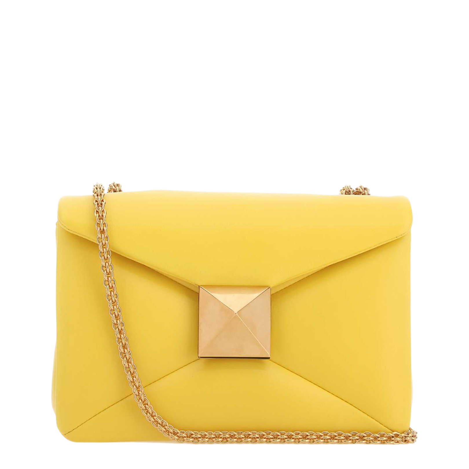 One Stud Yellow Nappa Leather Shoulder Bag - Image 1