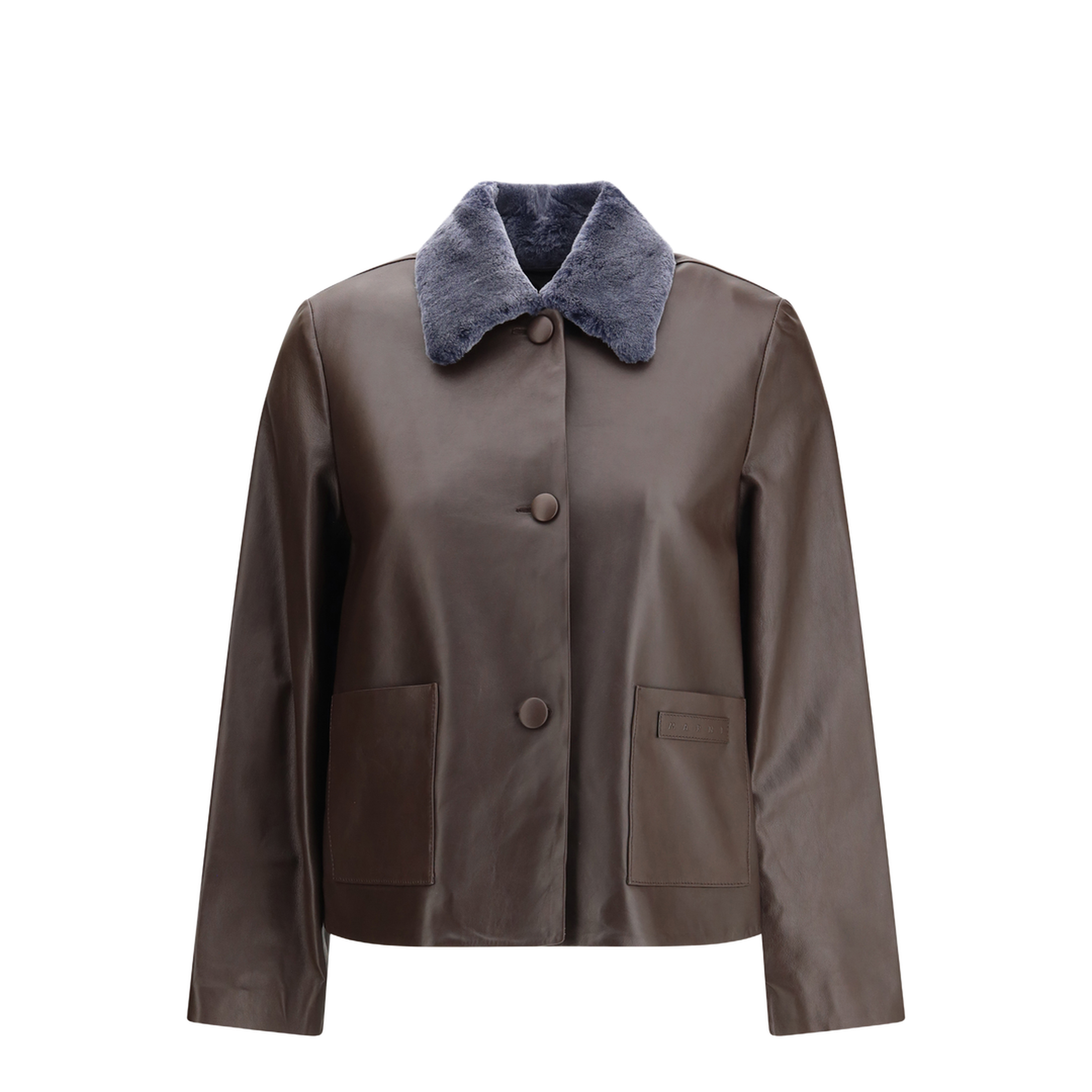 Leather Jacket With A Shearling Collar - Image 1