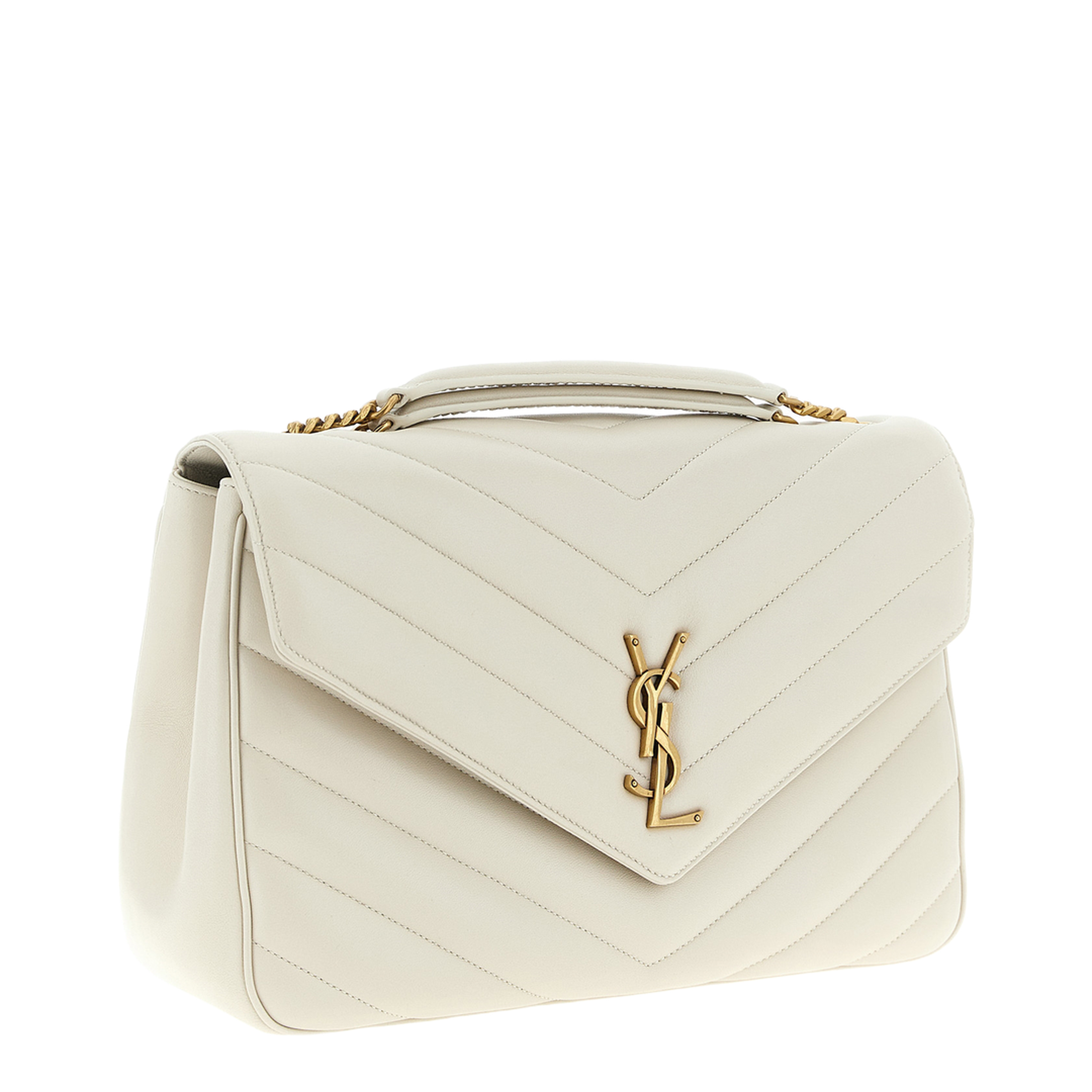 LOULOU Large Matelassé Lambskin Chain Bag - White - Image 3