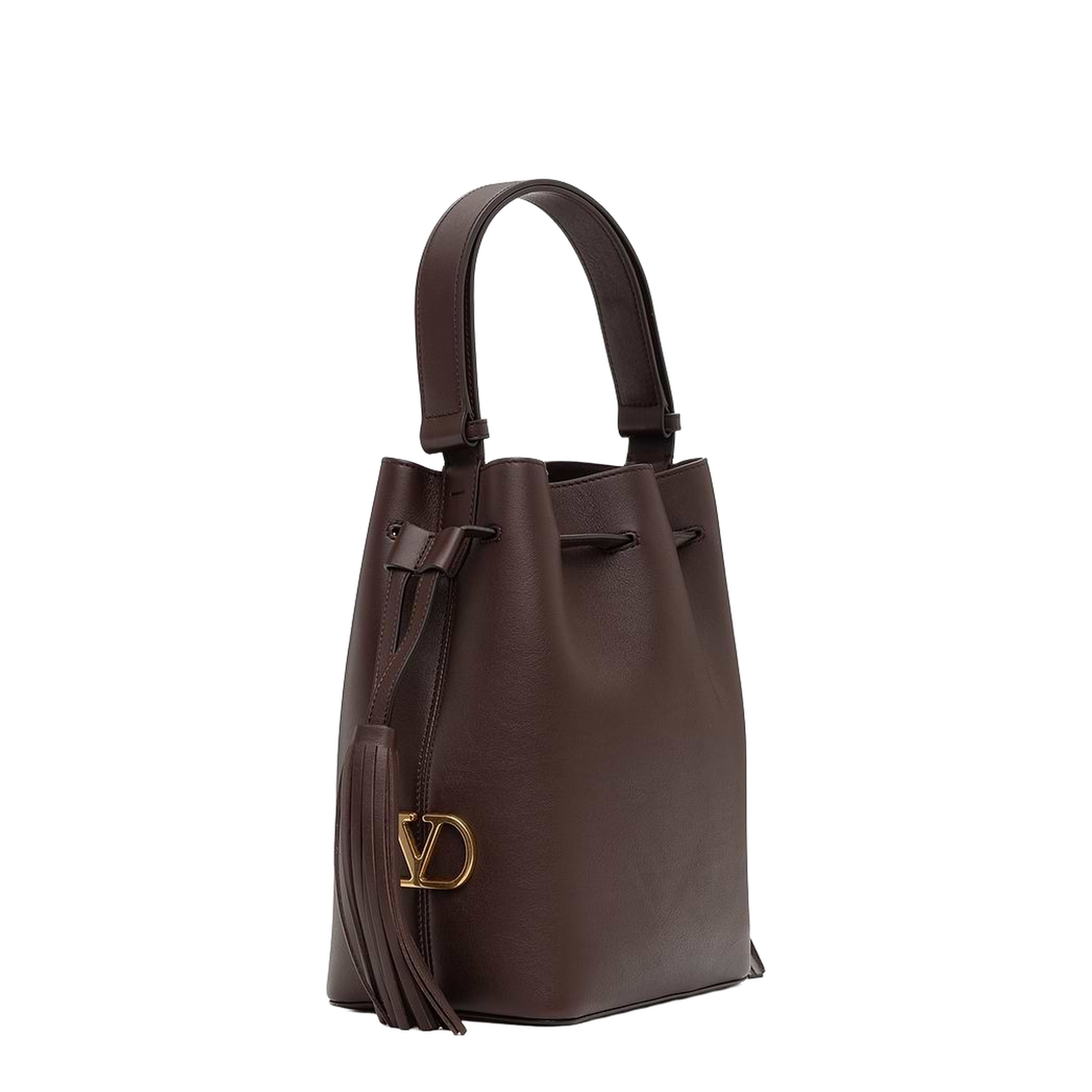 So Seau Medium Leather Bucket Bag - Dark Coffee - Image 4