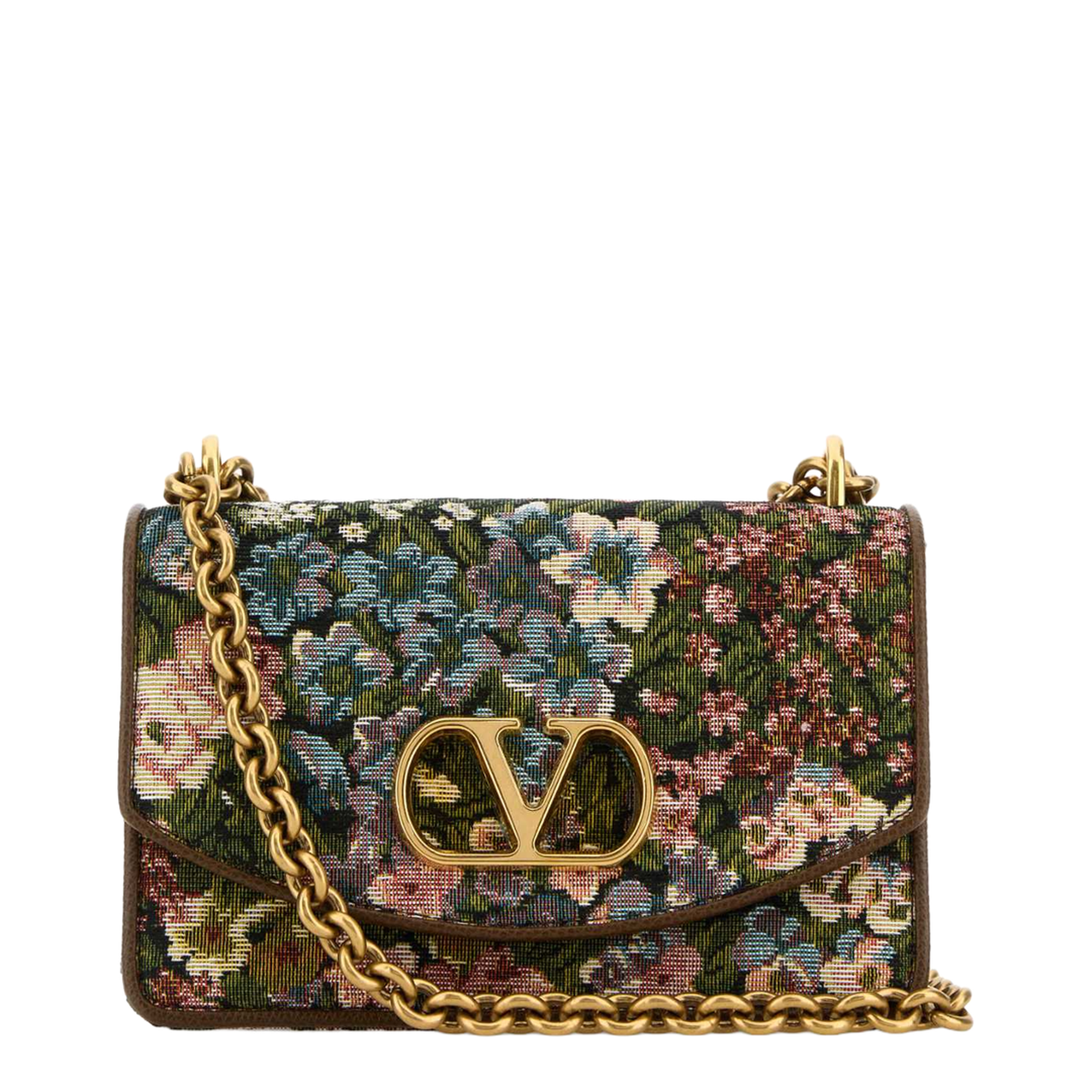 Embroidered Fabric Vain Shoulder Bag - Image 1
