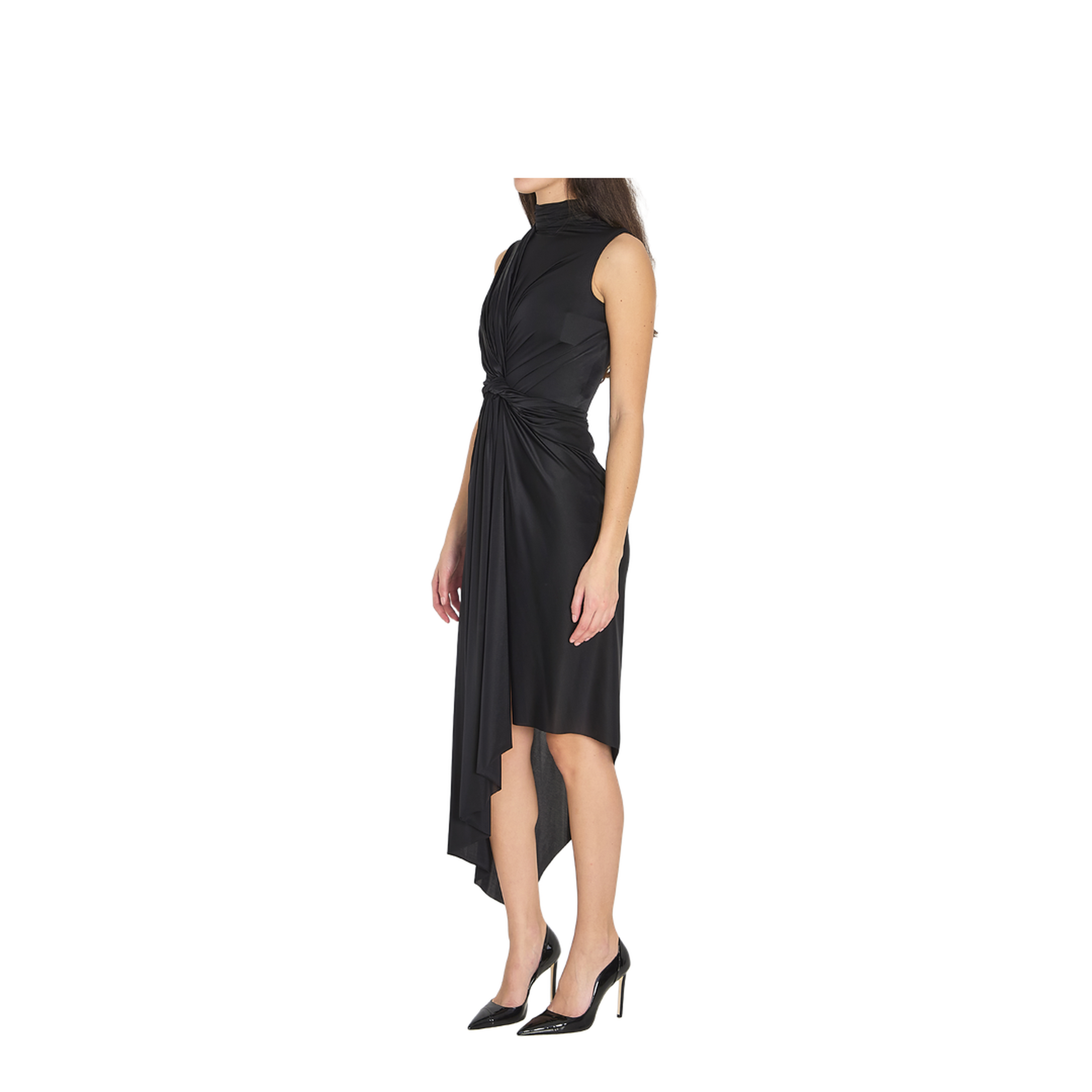 Long Asymmetric Dress In Stretch Fabric - Image 2