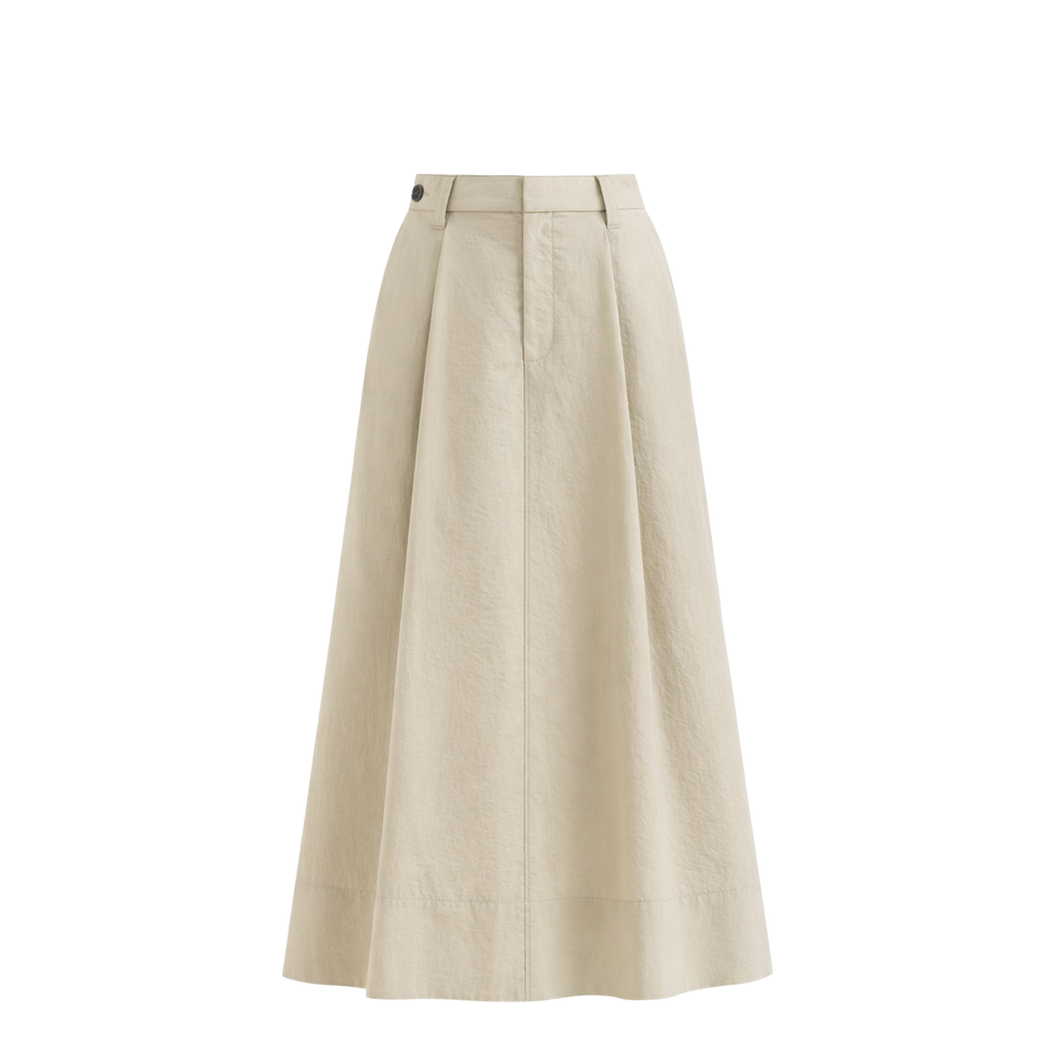 Flared Cotton Skirt Beige - Image 1