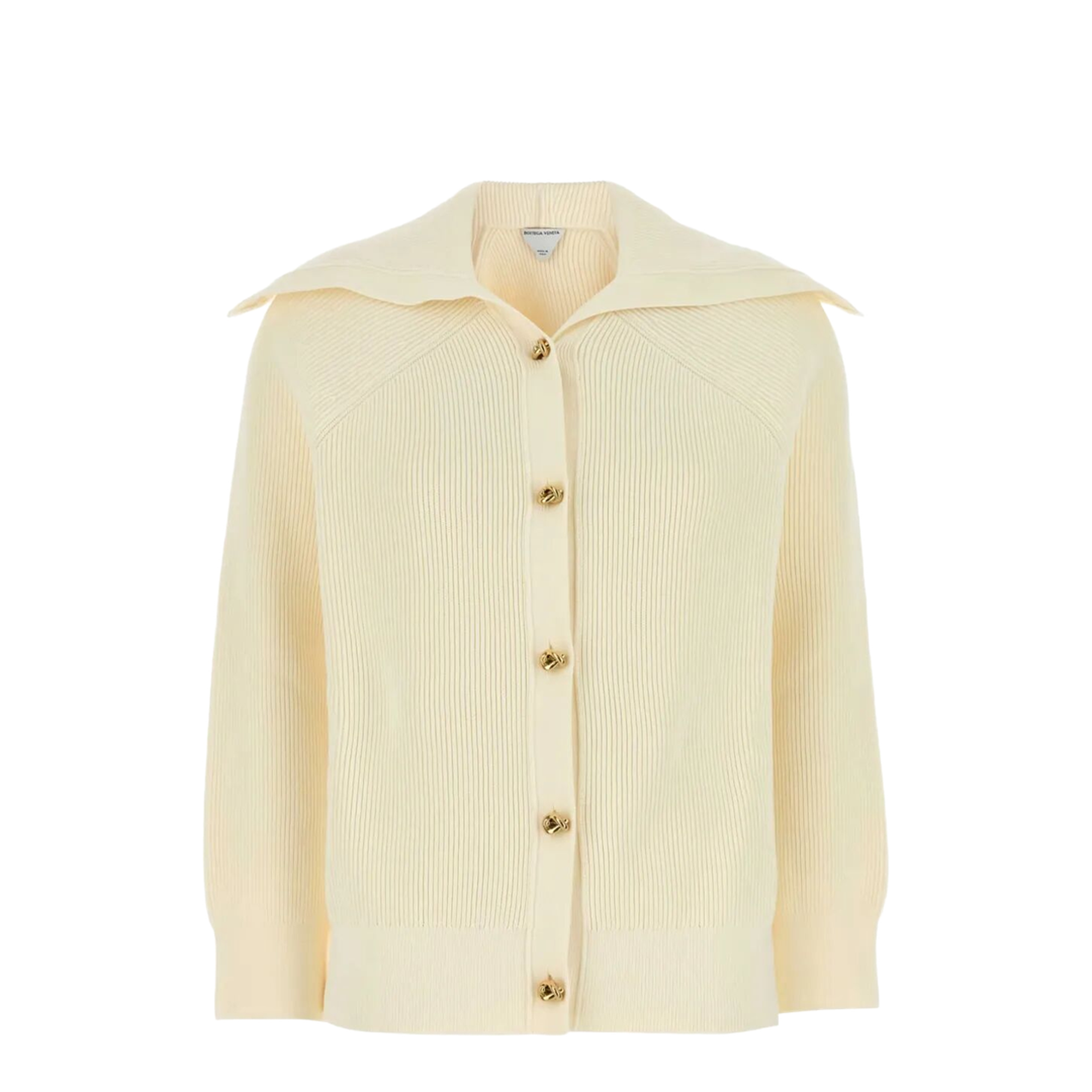Knot Buttons Ribbed Wool Cardigan - Image 1
