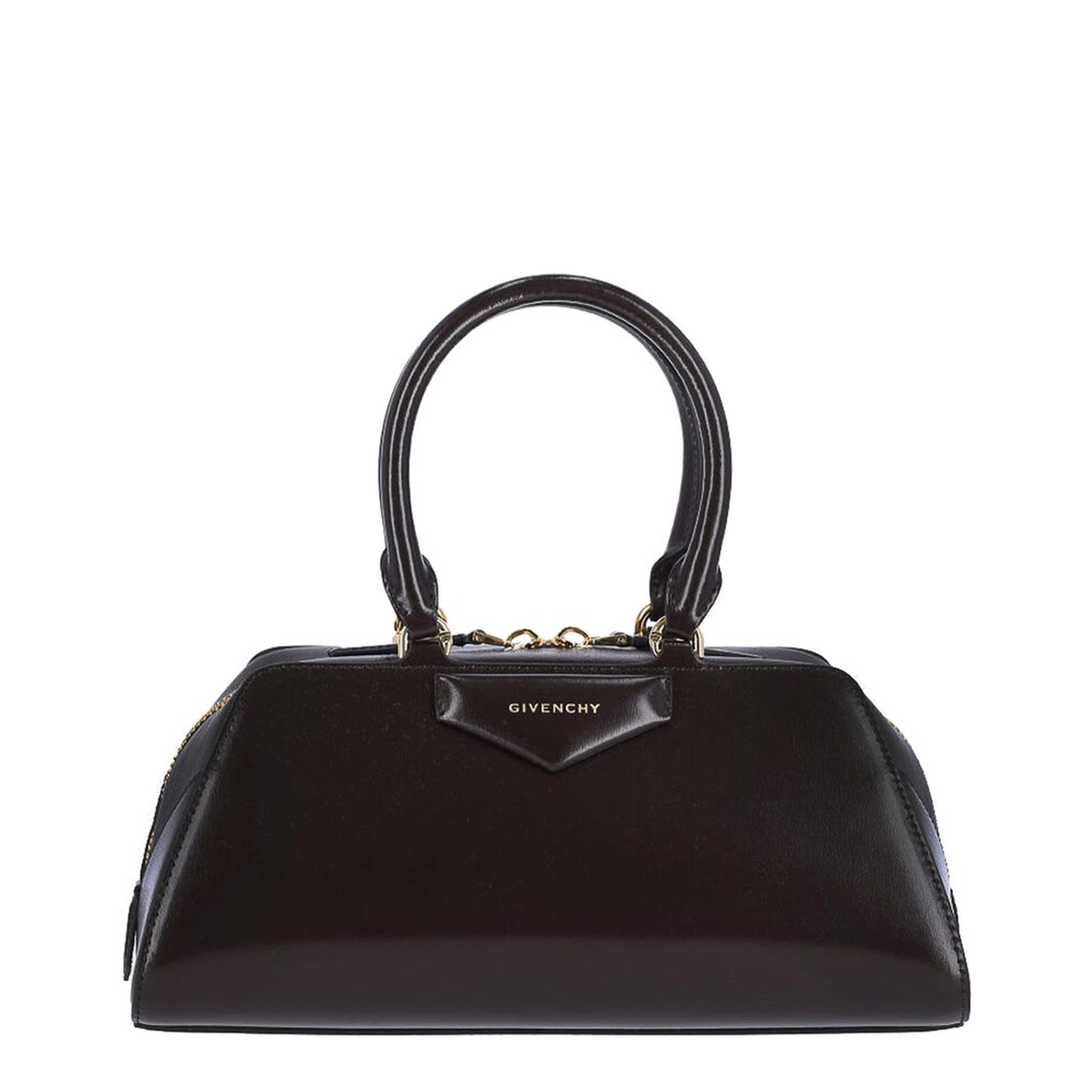 Antigona East-West Small Box Leather Handbag - Chocolate - Image 1