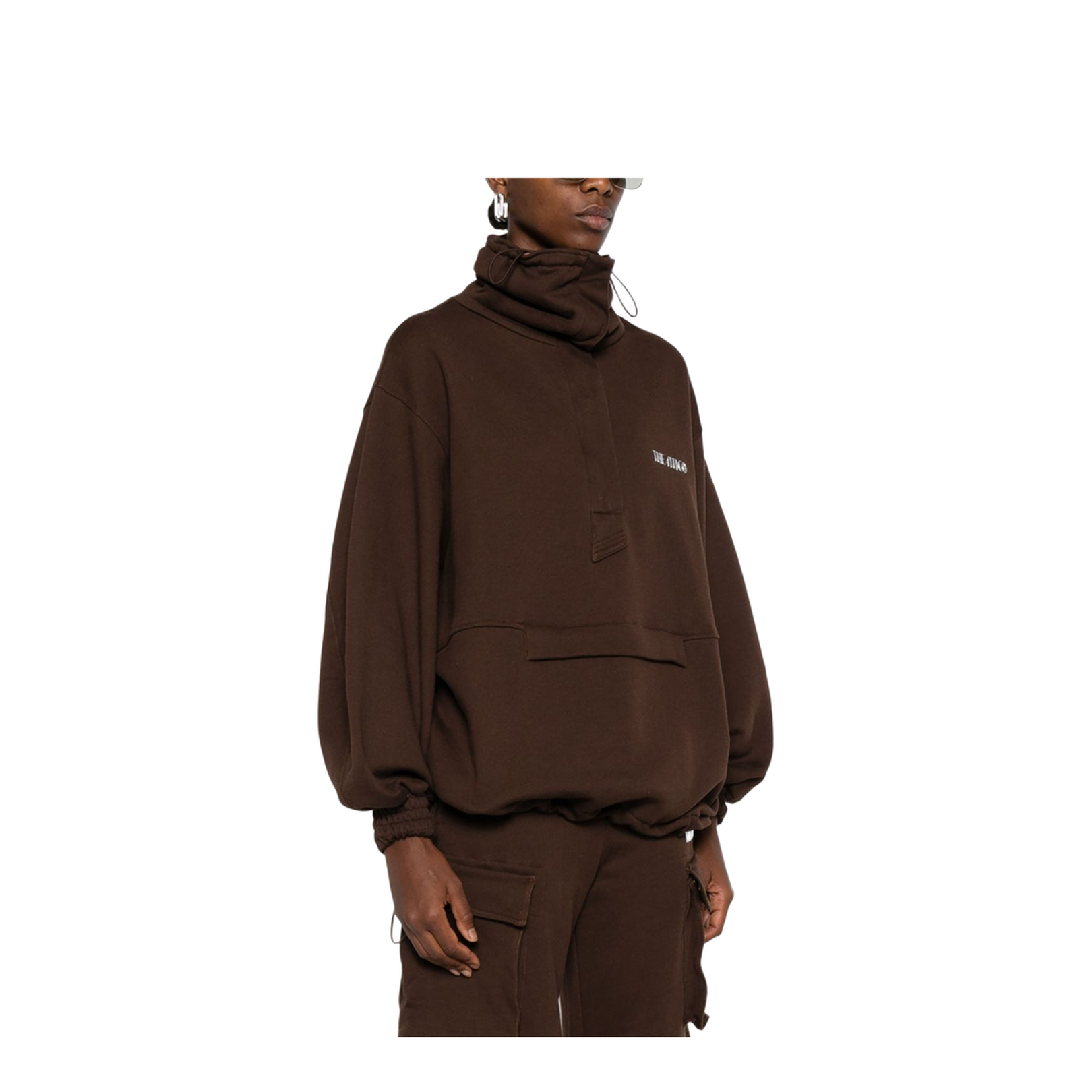 Brown Cotton Anorak Sweatshirt - Image 3