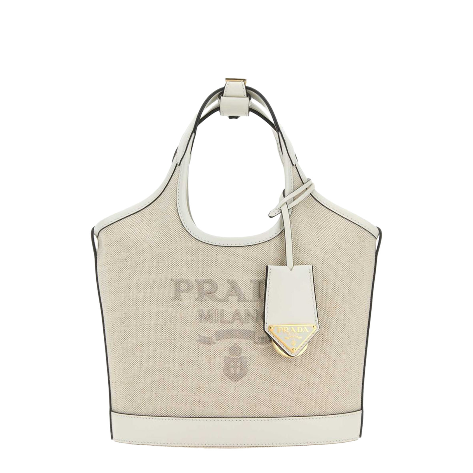 Sand Canvas Mini Bucket Handbag - Naturale/Bianco - Image 1