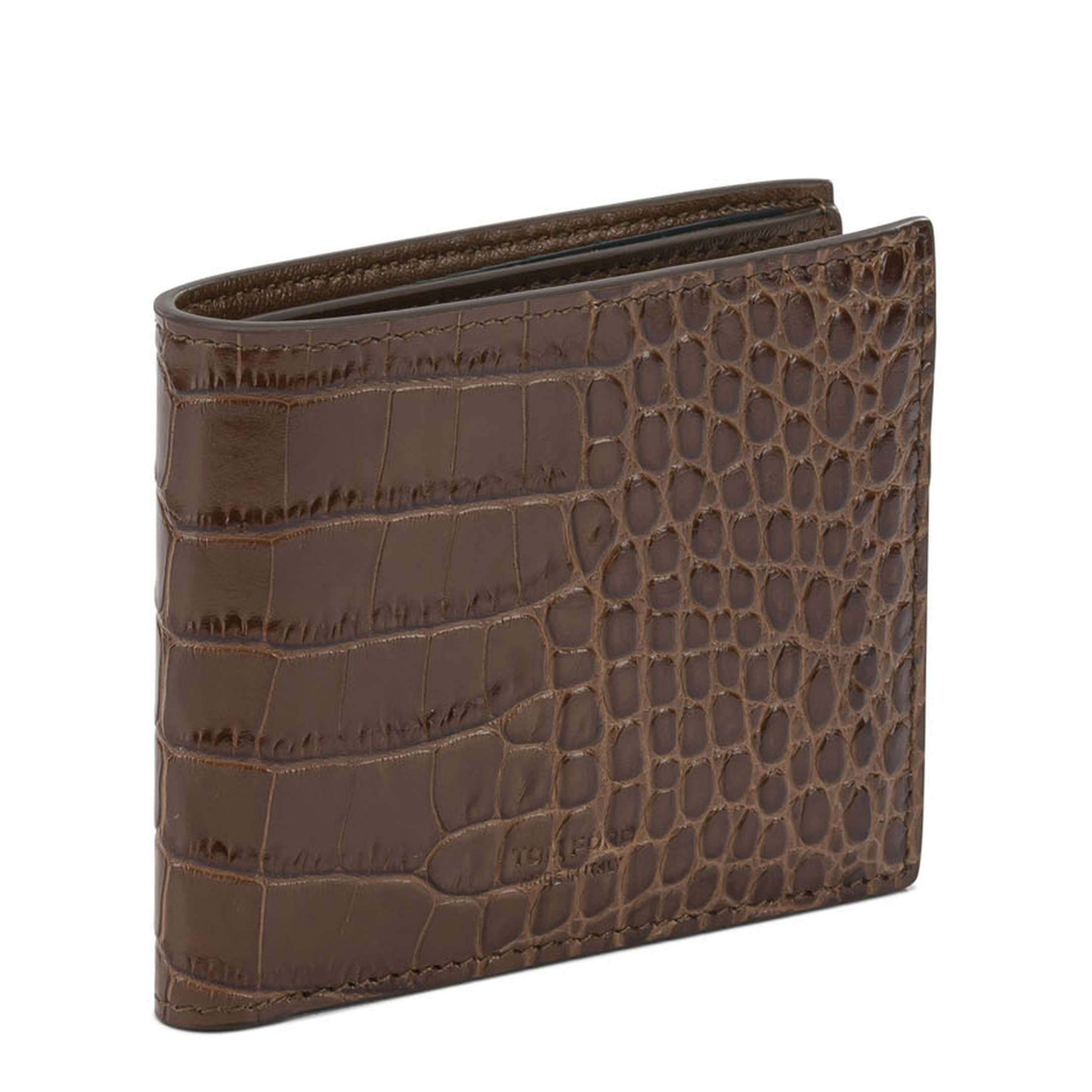 Crocodile Print Leather Wallet Brown - Image 2