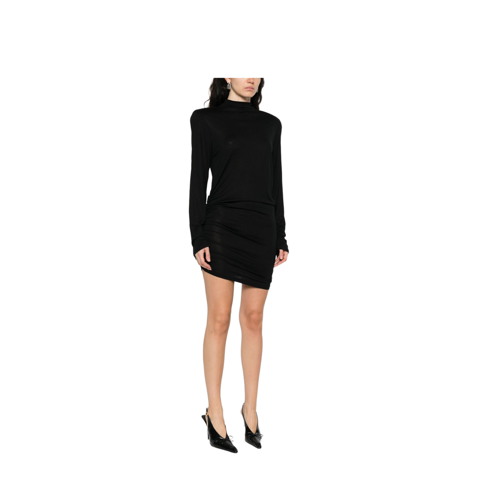 Draped Turtleneck Dress - Image 3