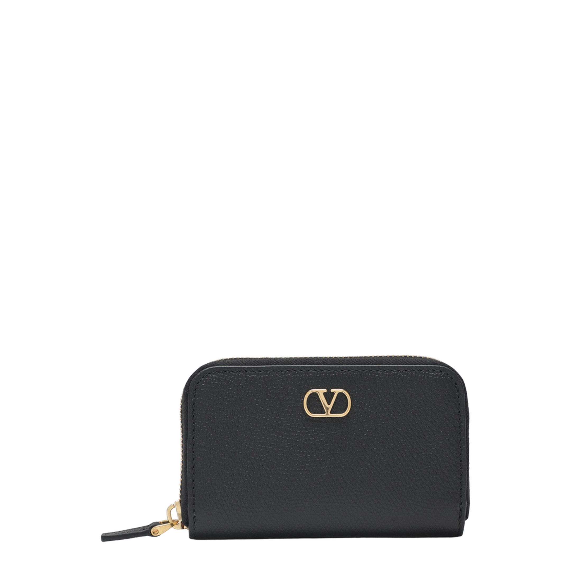 VLogo Signature Grainy Calfskin Wallet - Black - Image 1
