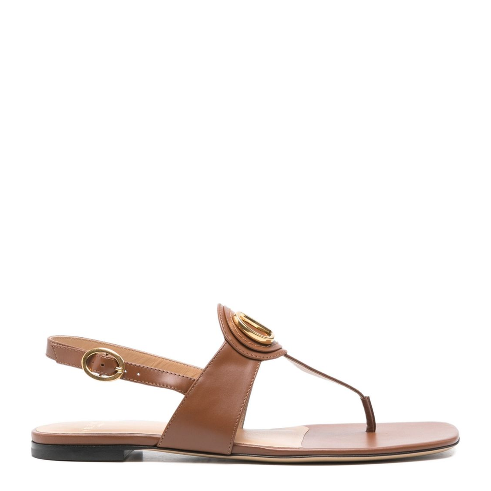 Brown Leather Vlogo Thong Sandals - Image 1