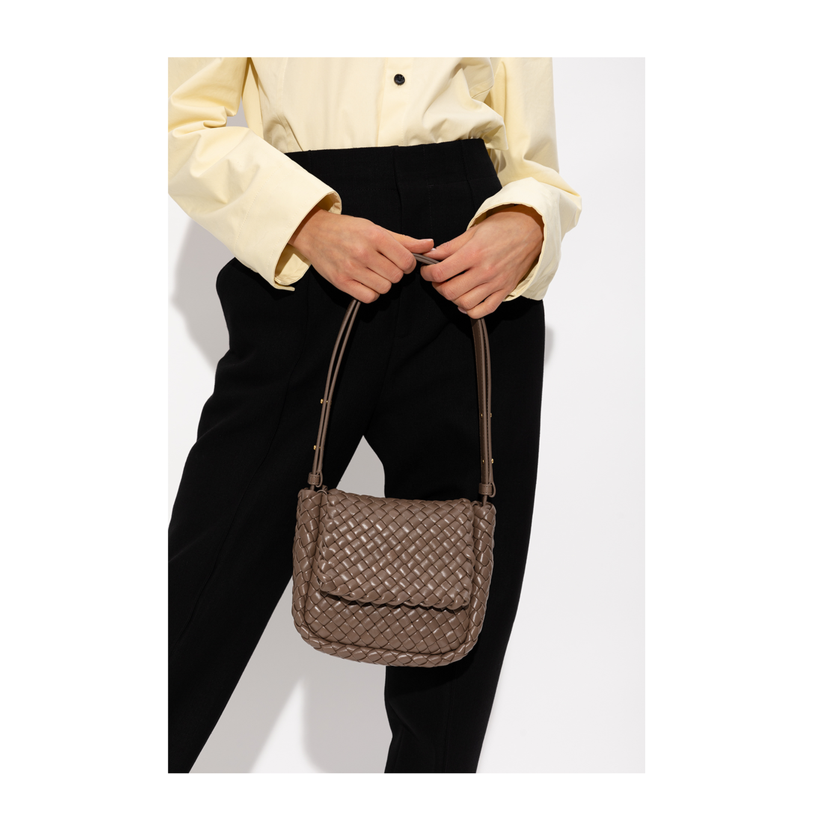 Cobble Leather Shoulder Bags - Taupe - Image 5